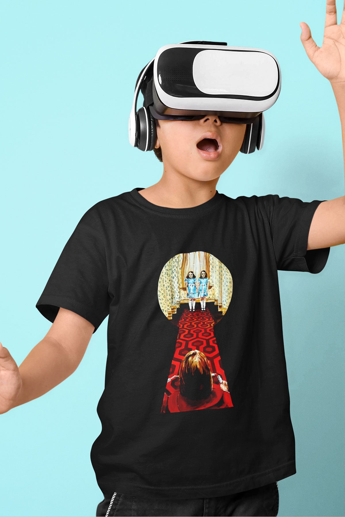 Shining Baskılı Siyah Unisex Çocuk Tişört