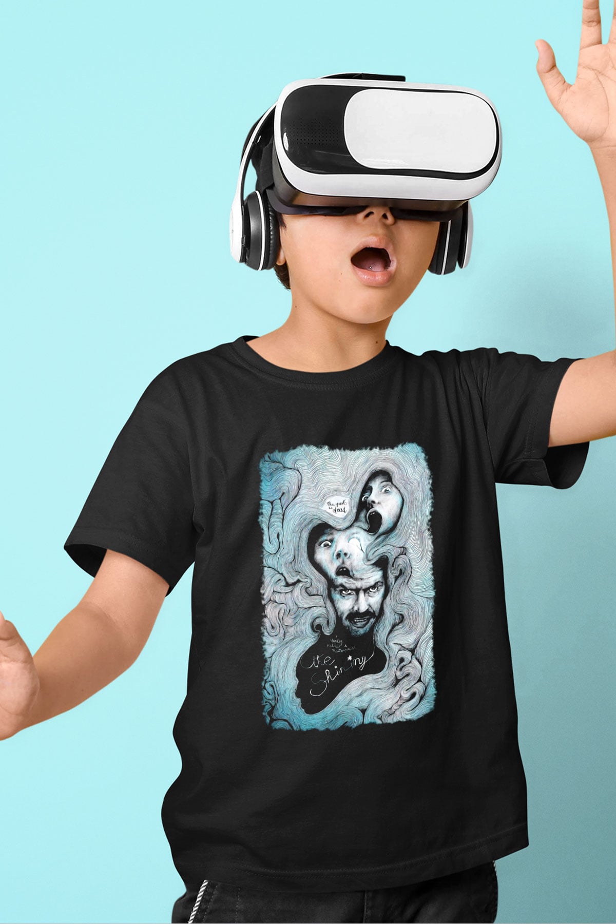 Shining Baskılı Siyah Unisex Çocuk Tişört