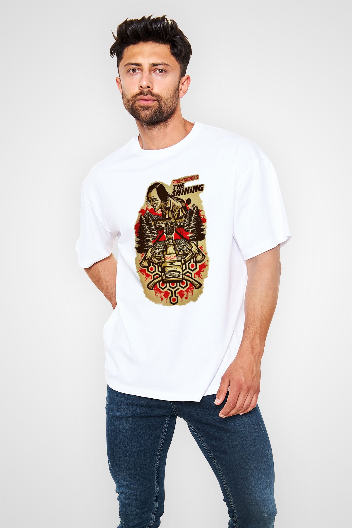 Shining Beyaz Unisex Oversize Tişört