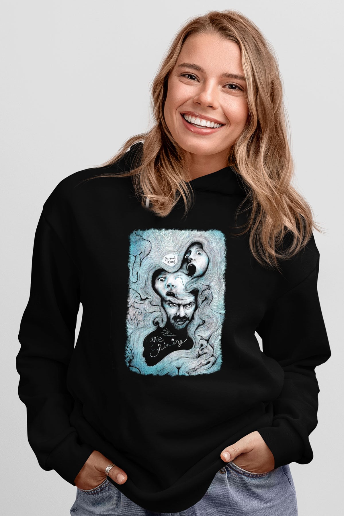 Shining Siyah Unisex Kapüşonlu Sweatshirt
