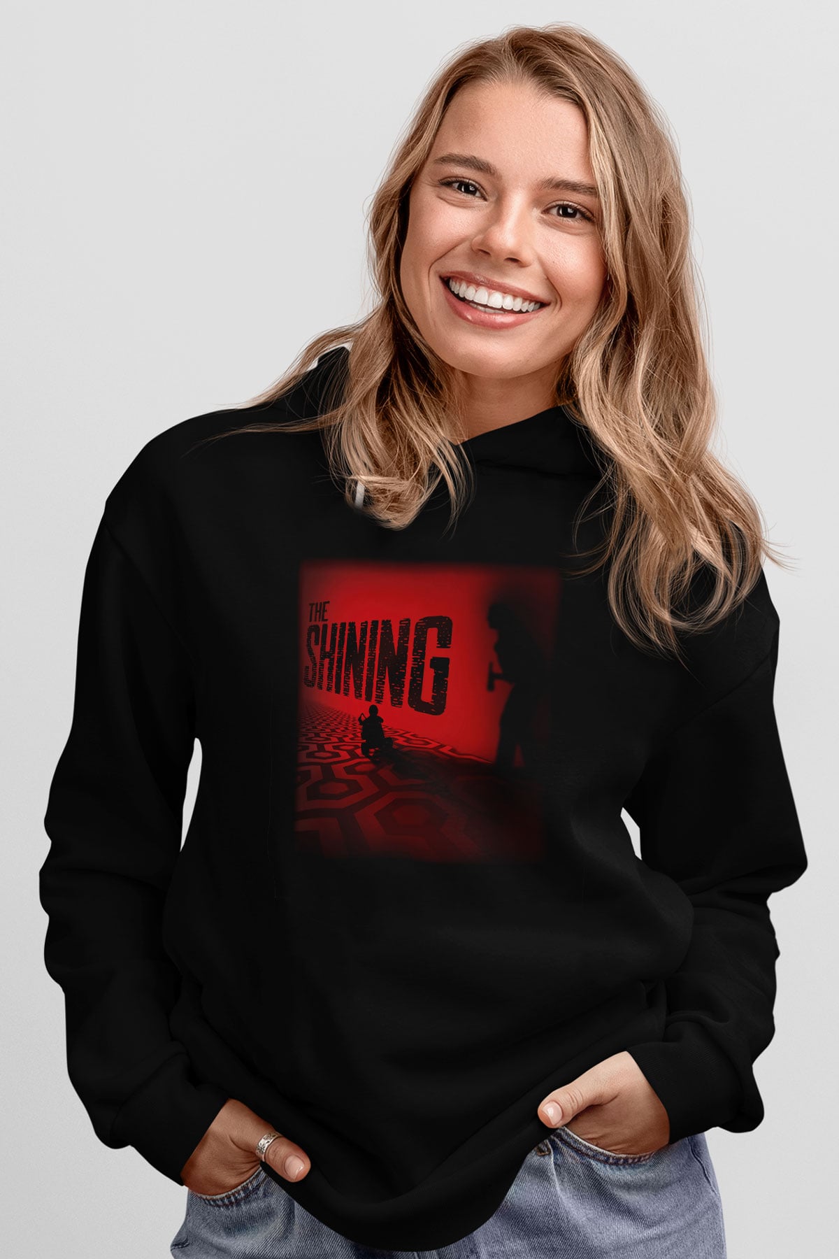 Shining Siyah Unisex Kapüşonlu Sweatshirt