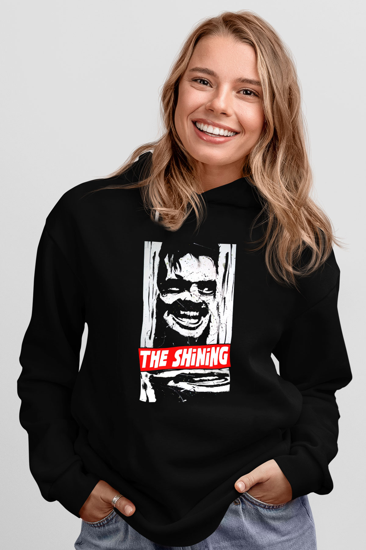 Shining Siyah Unisex Kapüşonlu Sweatshirt