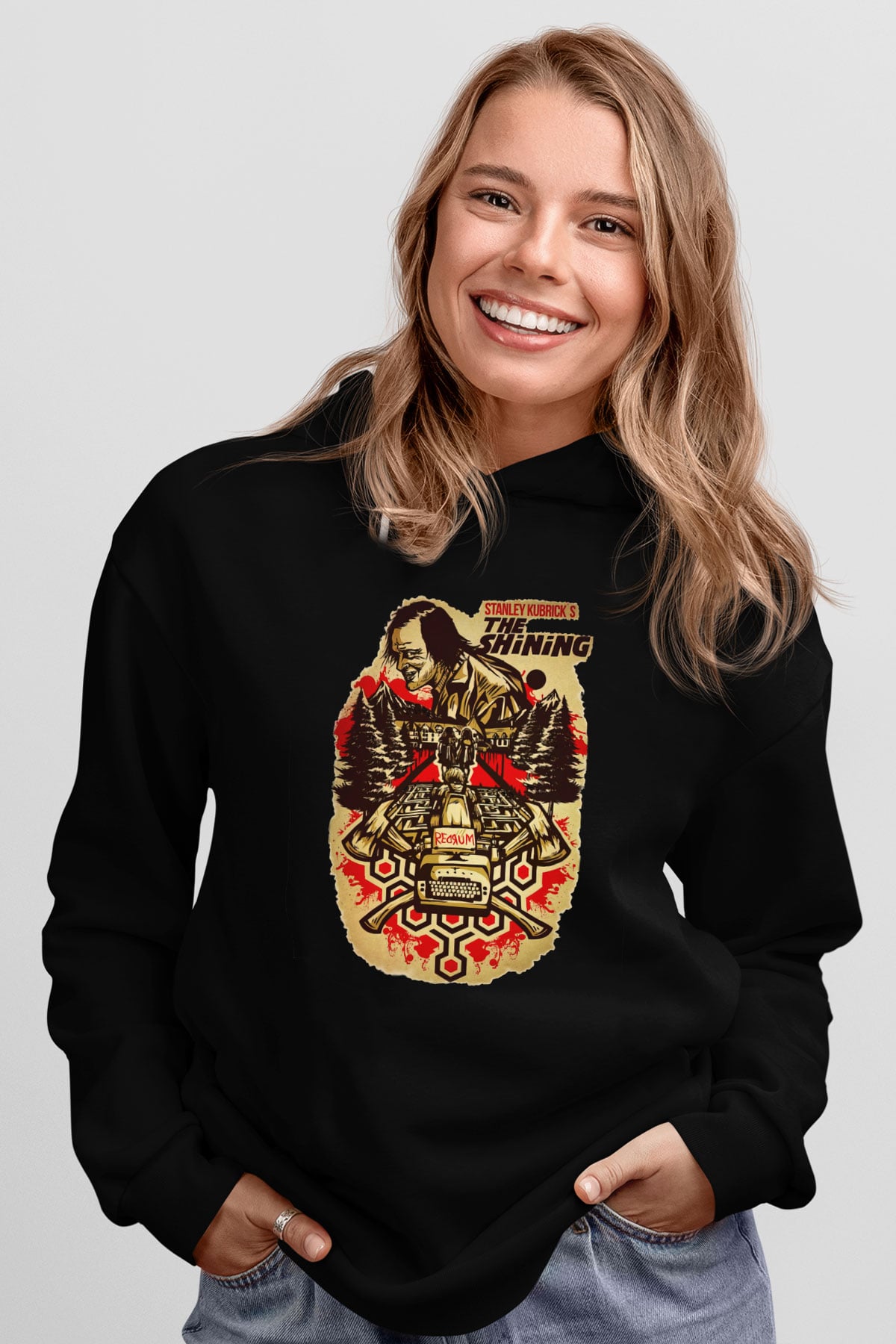 Shining Siyah Unisex Kapüşonlu Sweatshirt