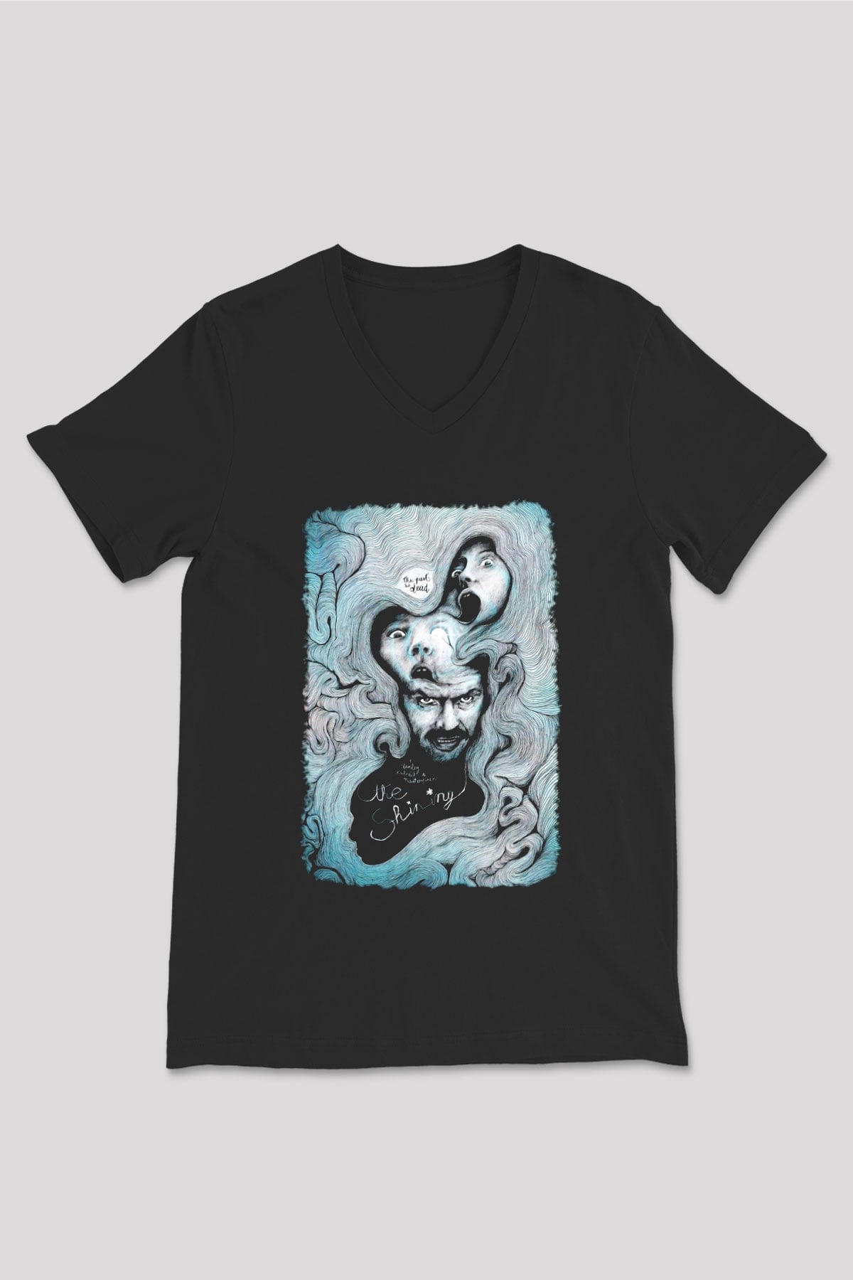 Shining Siyah Unisex V Yaka Tişört