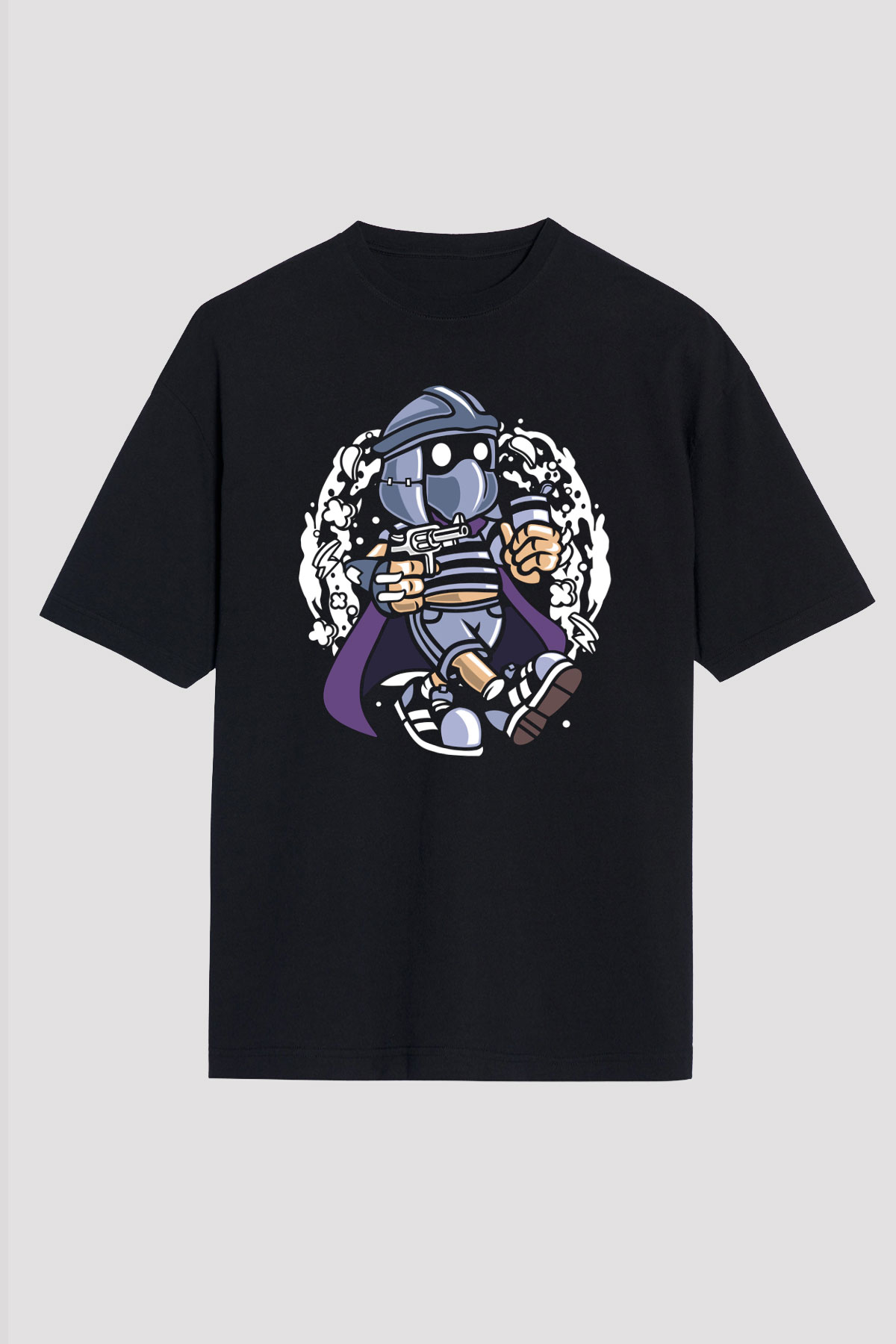 Shredder Bastard Baskılı Siyah Unisex Oversize Tişört
