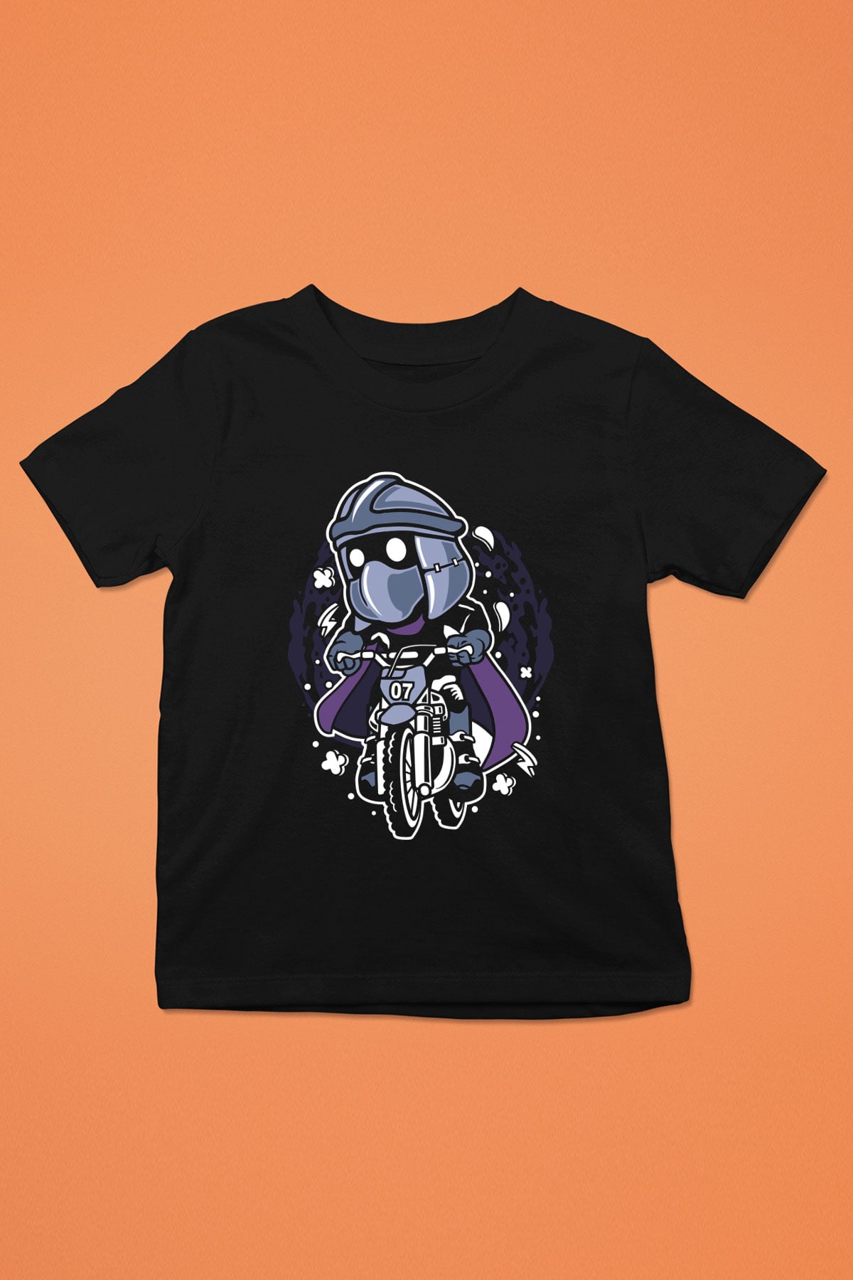 Shredder Biker Baskılı Siyah Çocuk Unisex Tshirt