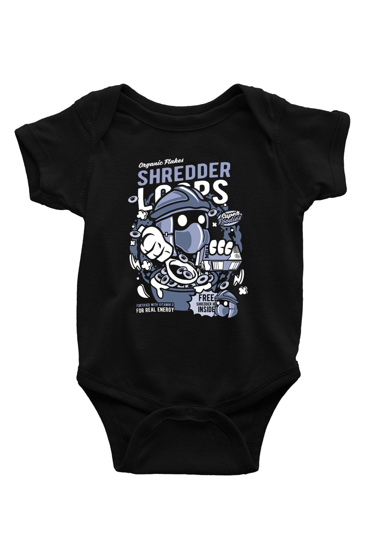 Shredder Loops Baskılı Siyah Bebek Body - Zıbın