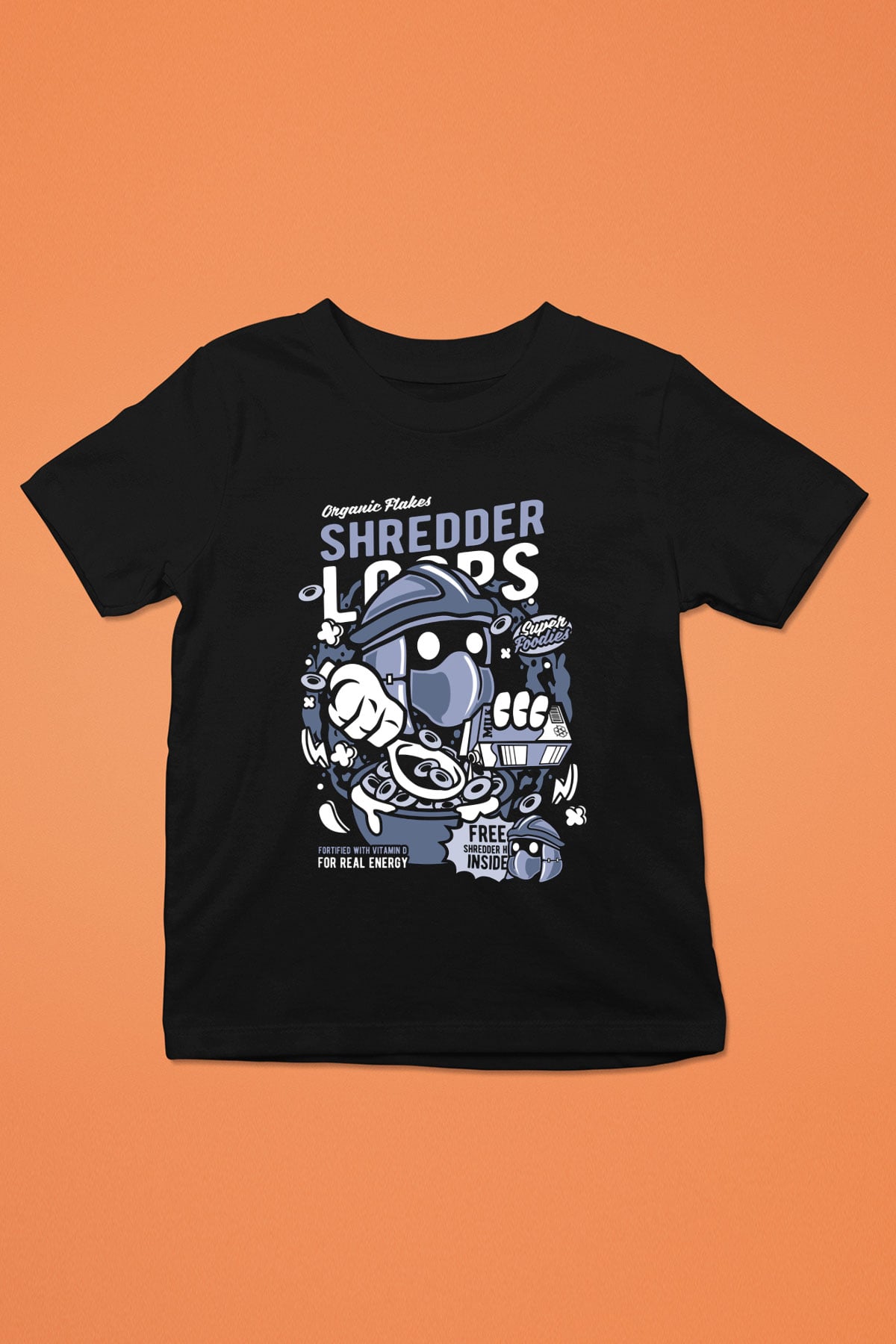 Shredder Loops Baskılı Siyah Çocuk Unisex Tshirt