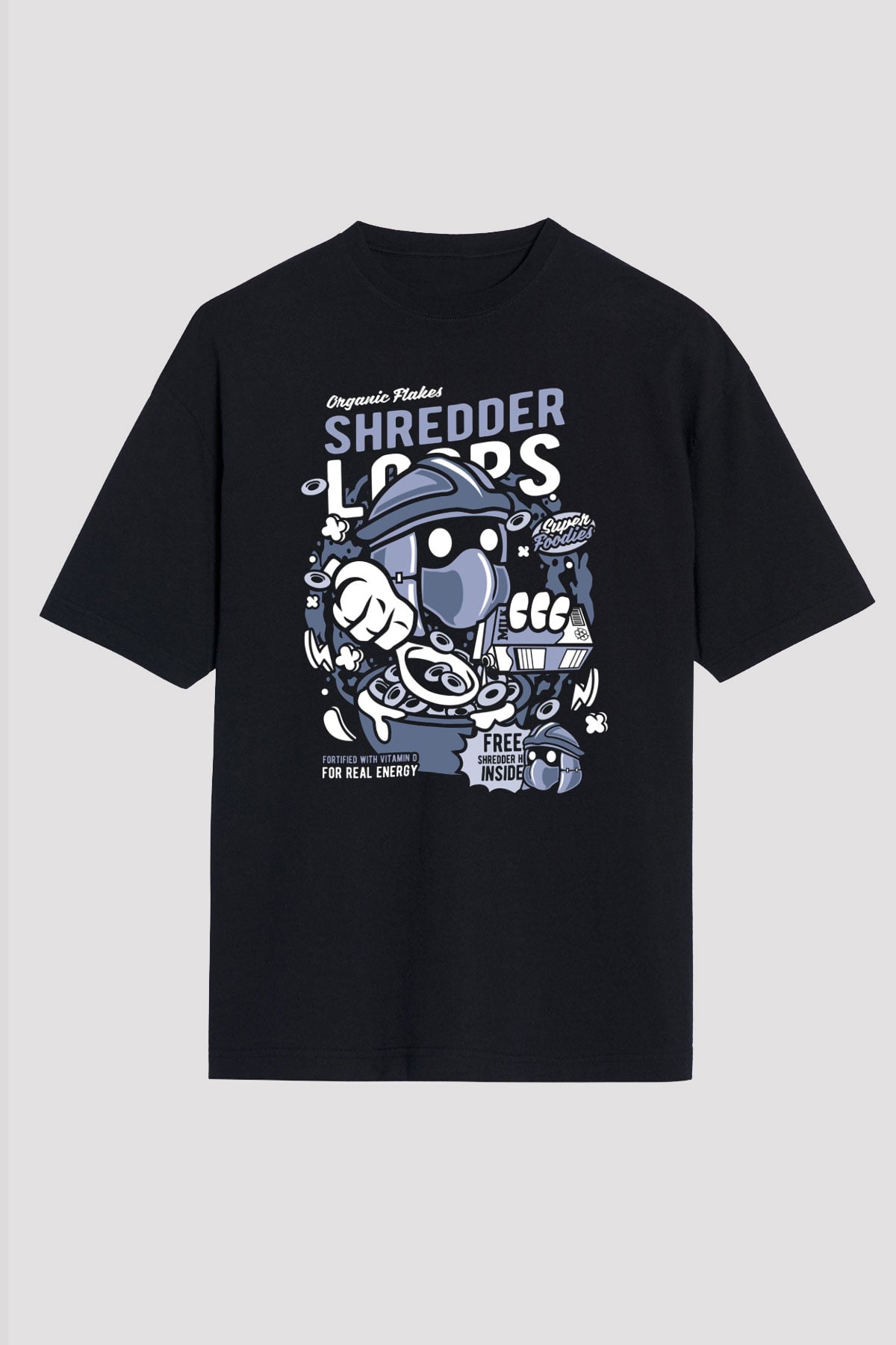 Shredder Loops Baskılı Siyah Unisex Oversize Tişört