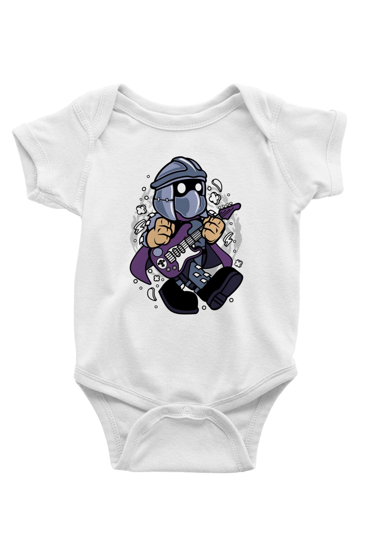 Shredder Rocker Baskılı Beyaz Unisex Bebek Body - Zıbın