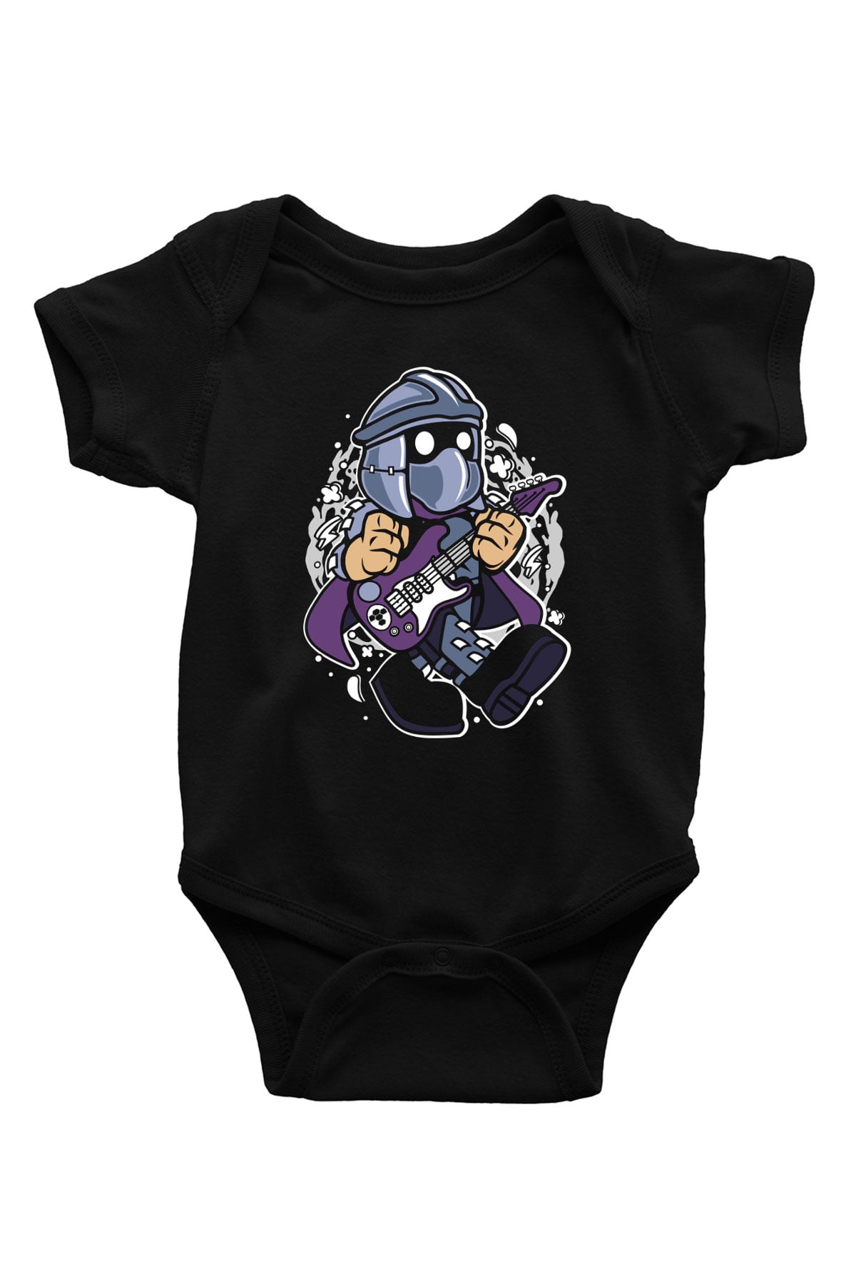 Shredder Rocker Baskılı Siyah Bebek Body - Zıbın