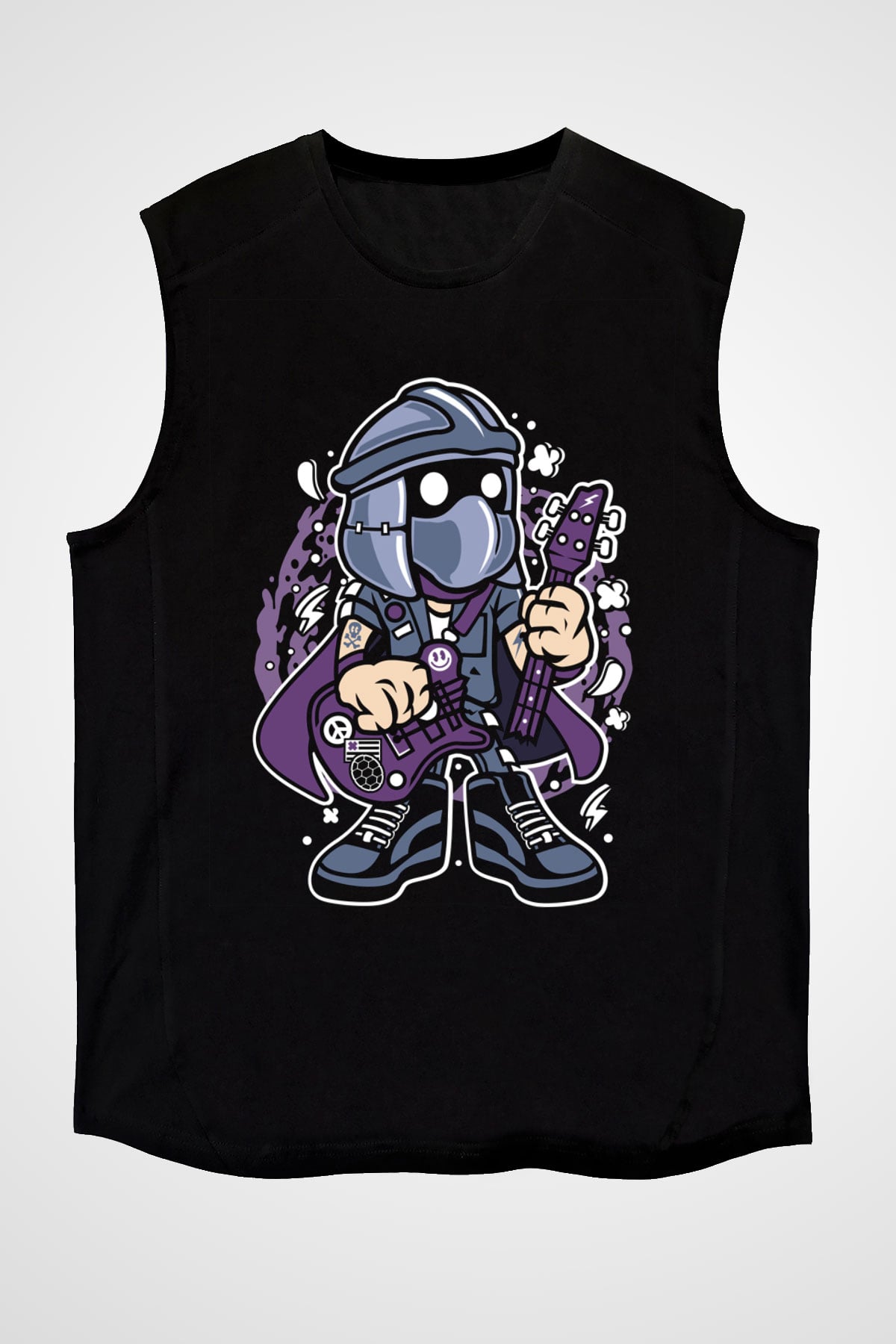 Shredder Rockstar Baskılı Siyah Unisex Tshirt