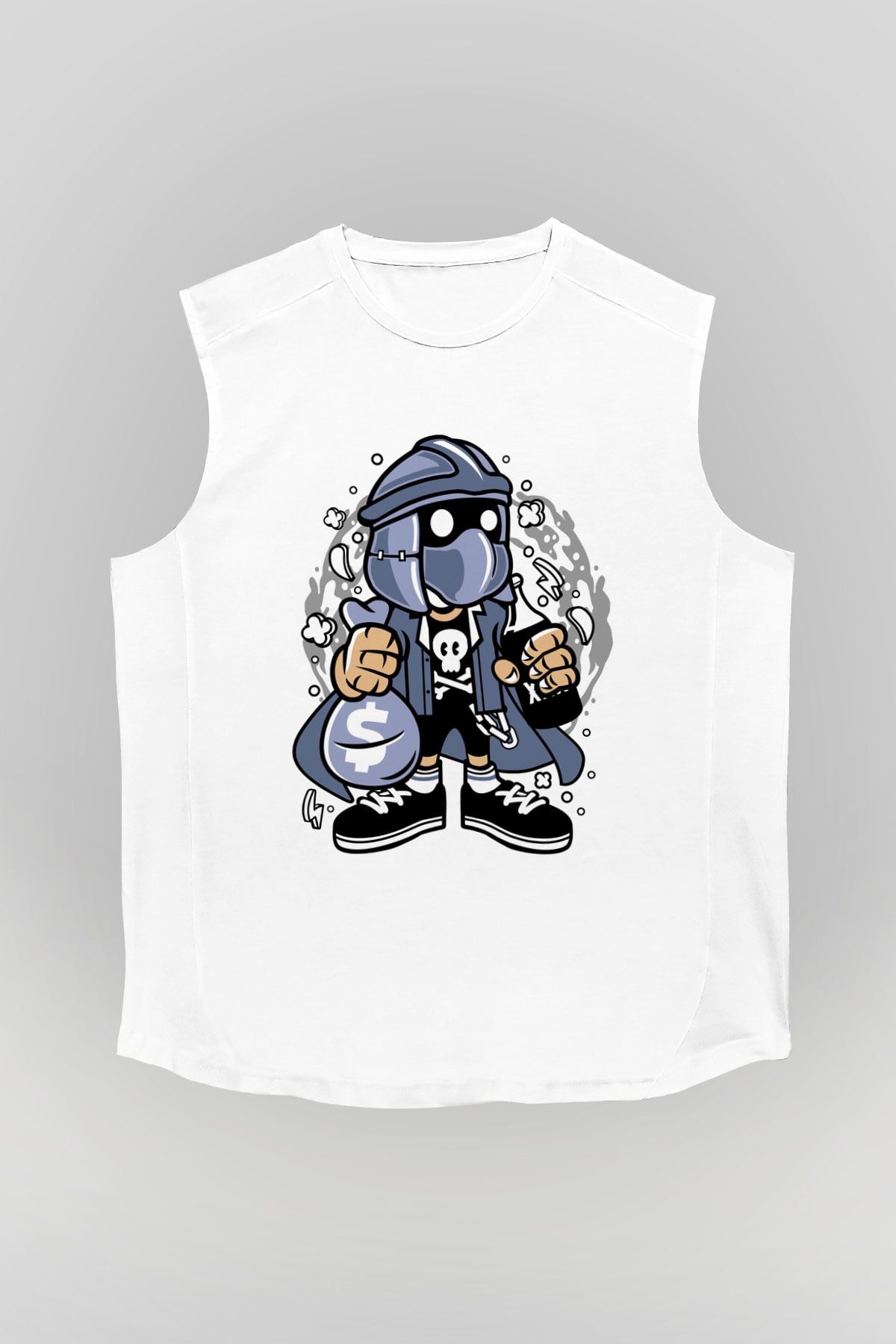 Shredder Street Bastard Baskılı Beyaz Unisex Kolsuz Tişört
