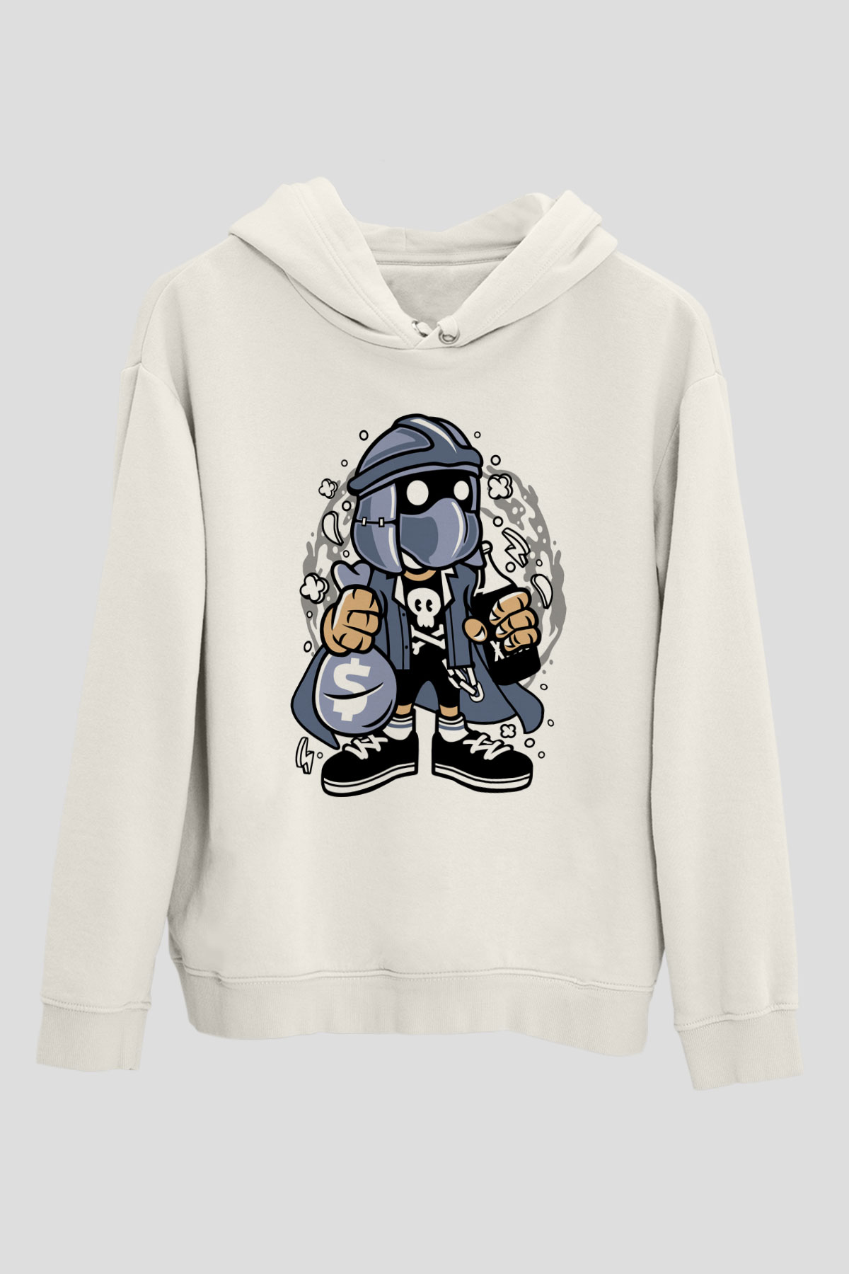 Shredder Street Bastard Baskılı Beyaz Unisex Hoodie