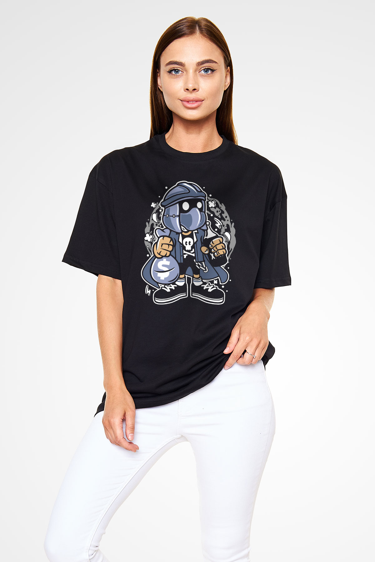 Shredder Street Bastard Baskılı Siyah Unisex Oversize Tişört