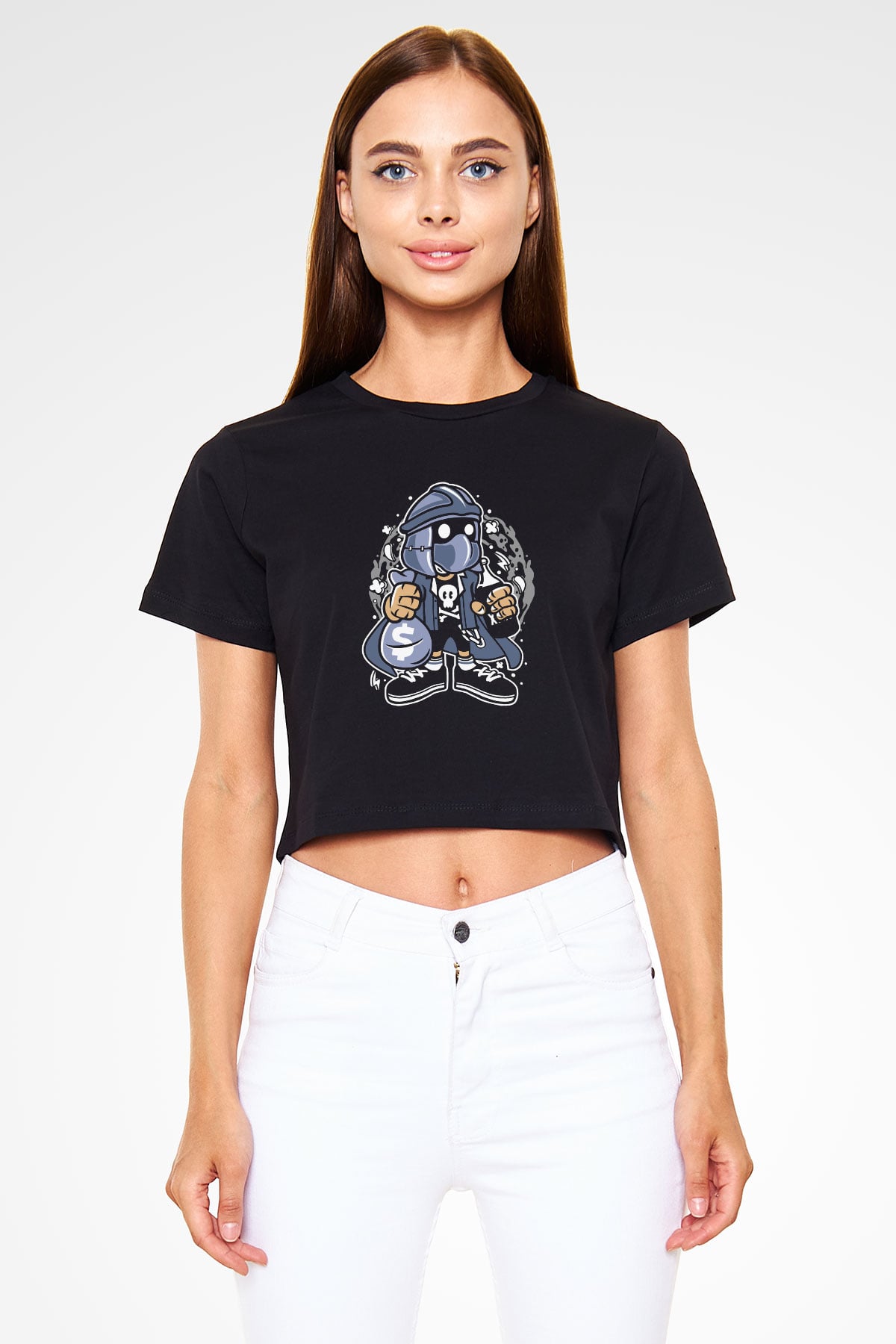 Shredder Street Bastard Baskılı Siyah   Crop Top Tişört