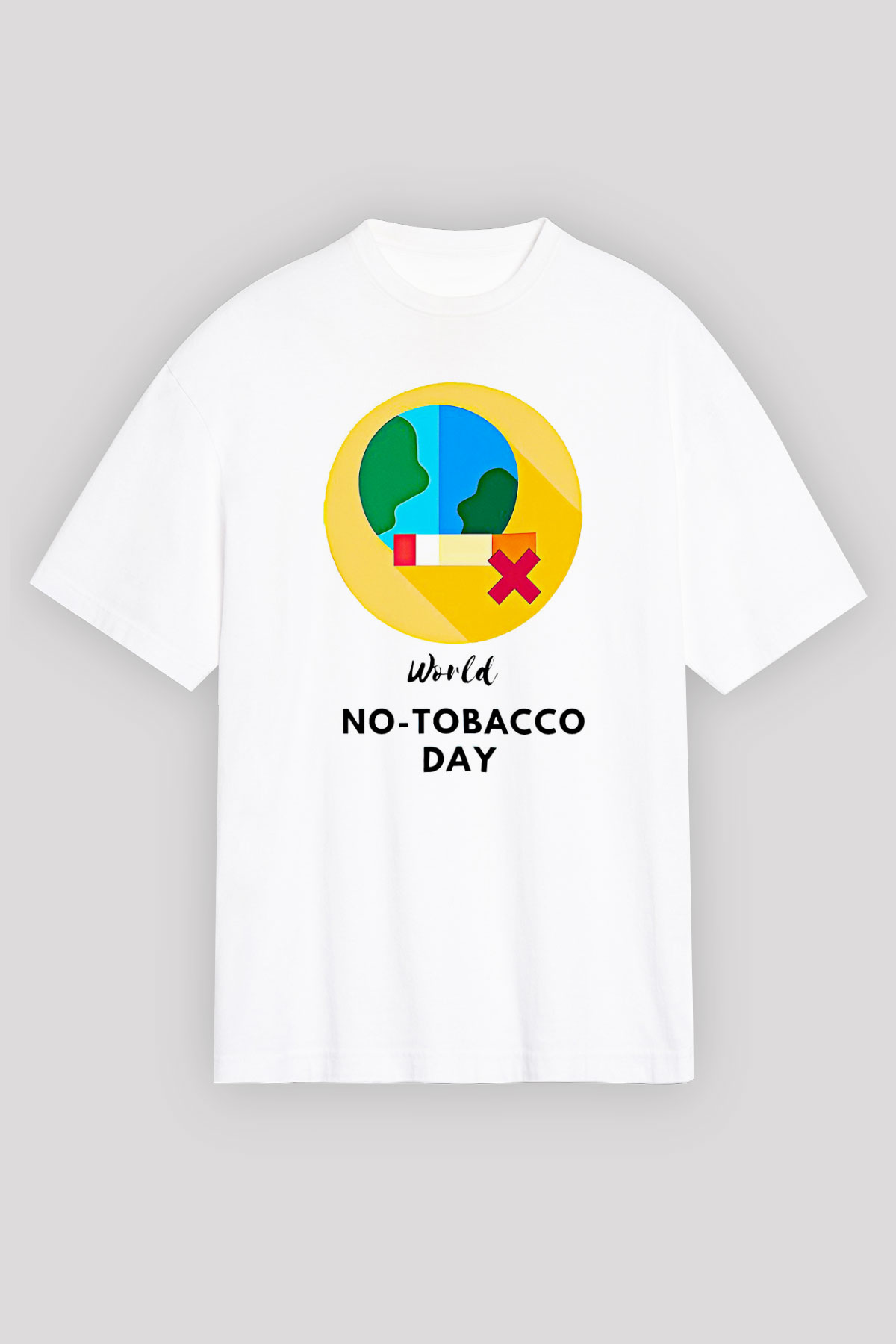 Sigarayı Bırakma Günü Baskılı Beyaz Unisex Oversize Tişört - Tshirt