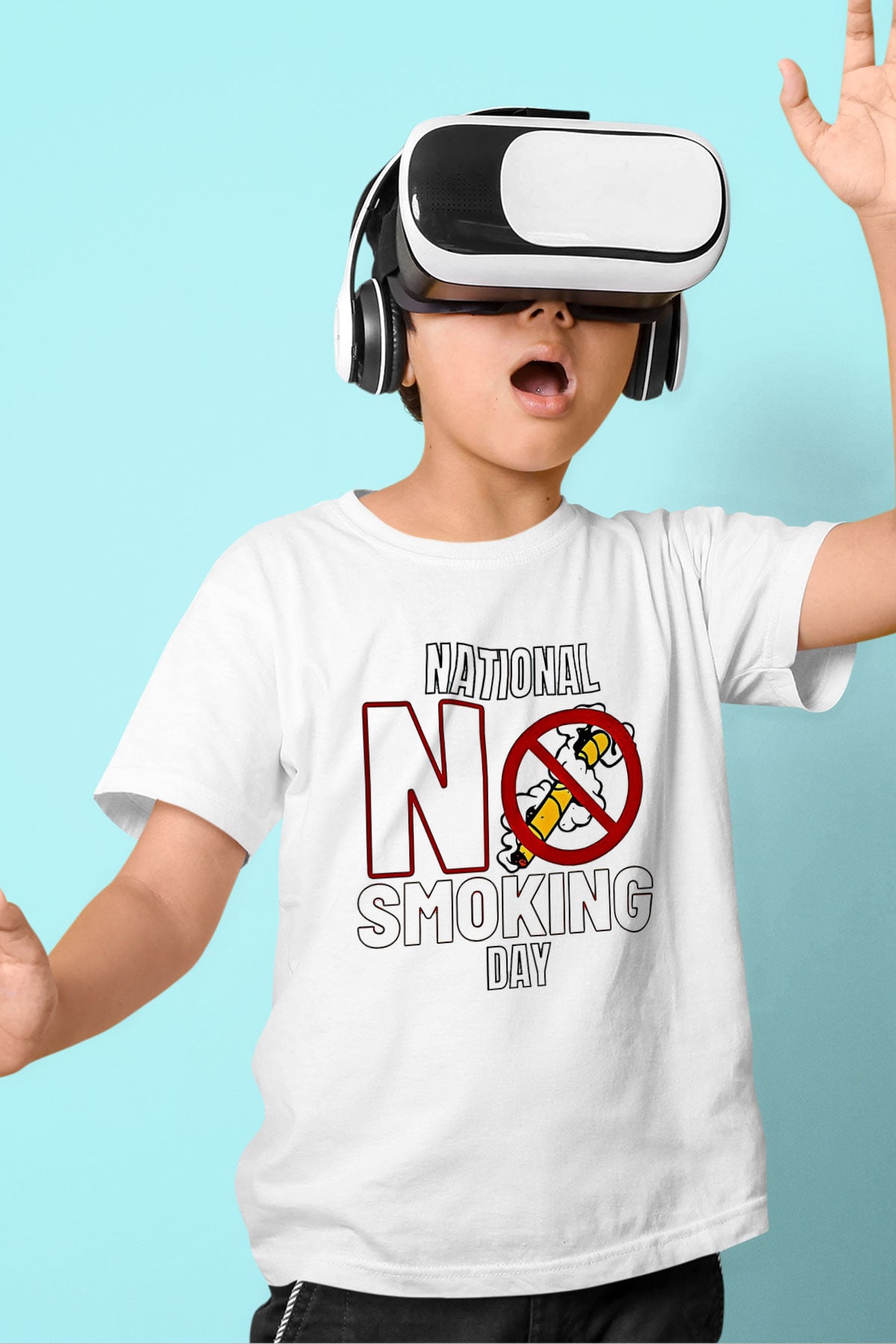 Sigarayı Bırakma Günü Baskılı Beyaz Unisex Beyaz Çocuk Tişört - Tshirt