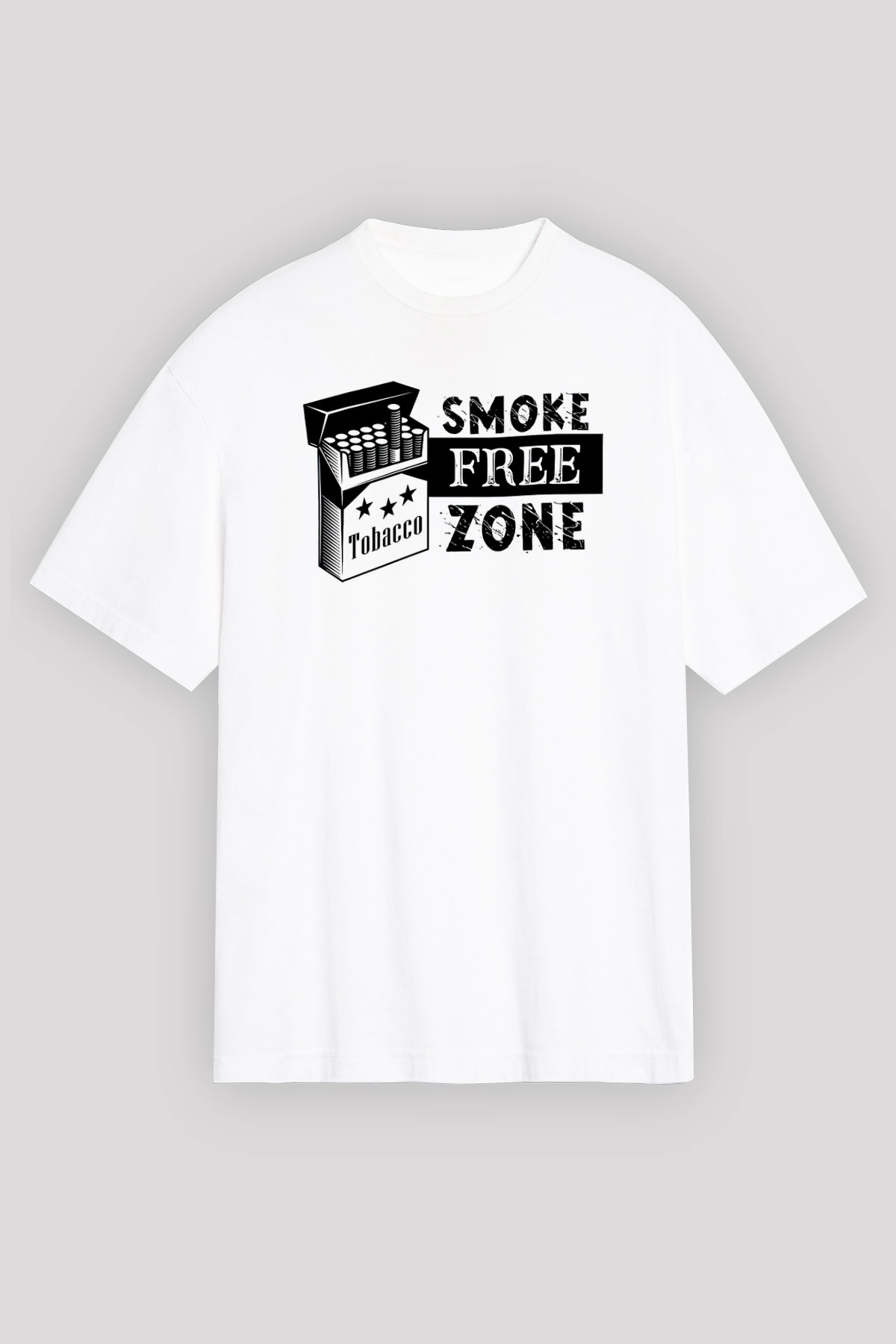 Sigarayı Bırakma Günü Baskılı Beyaz Unisex Oversize Tişört - Tshirt