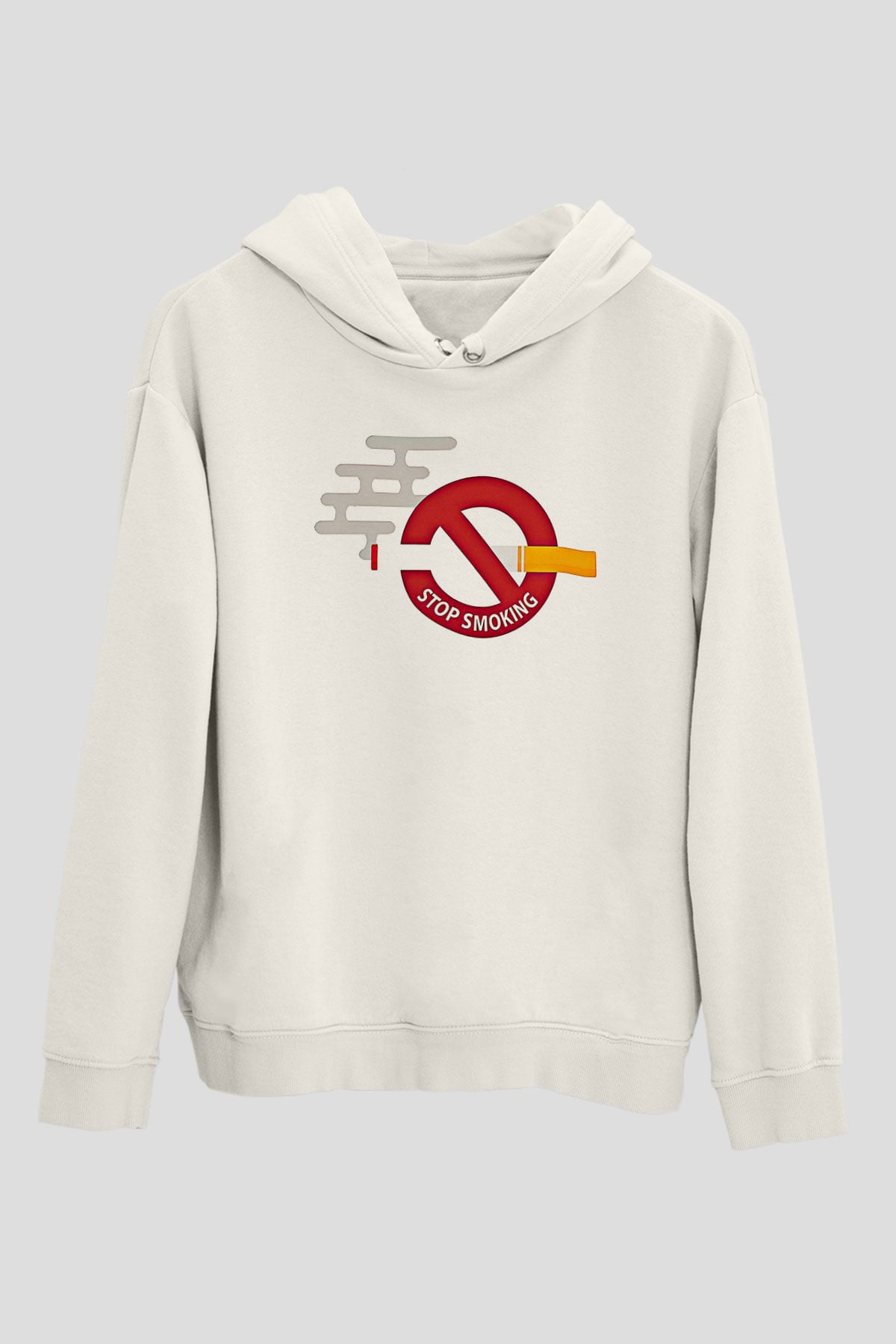 Sigarayı Bırakma Günü Baskılı Beyaz Unisex Kapüşonlu Sweatshirt