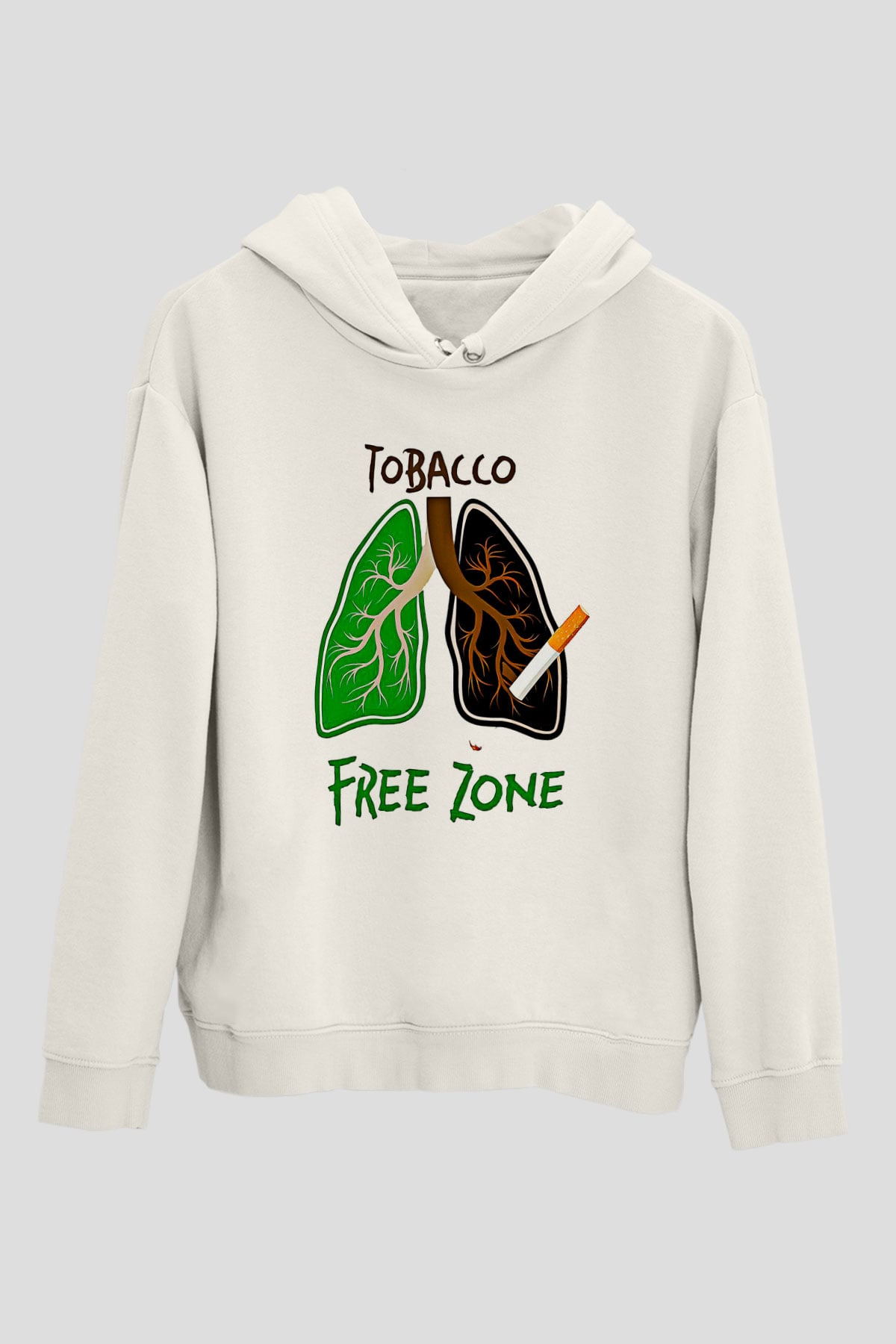 Sigarayı Bırakma Günü Baskılı Beyaz Unisex Kapüşonlu Sweatshirt