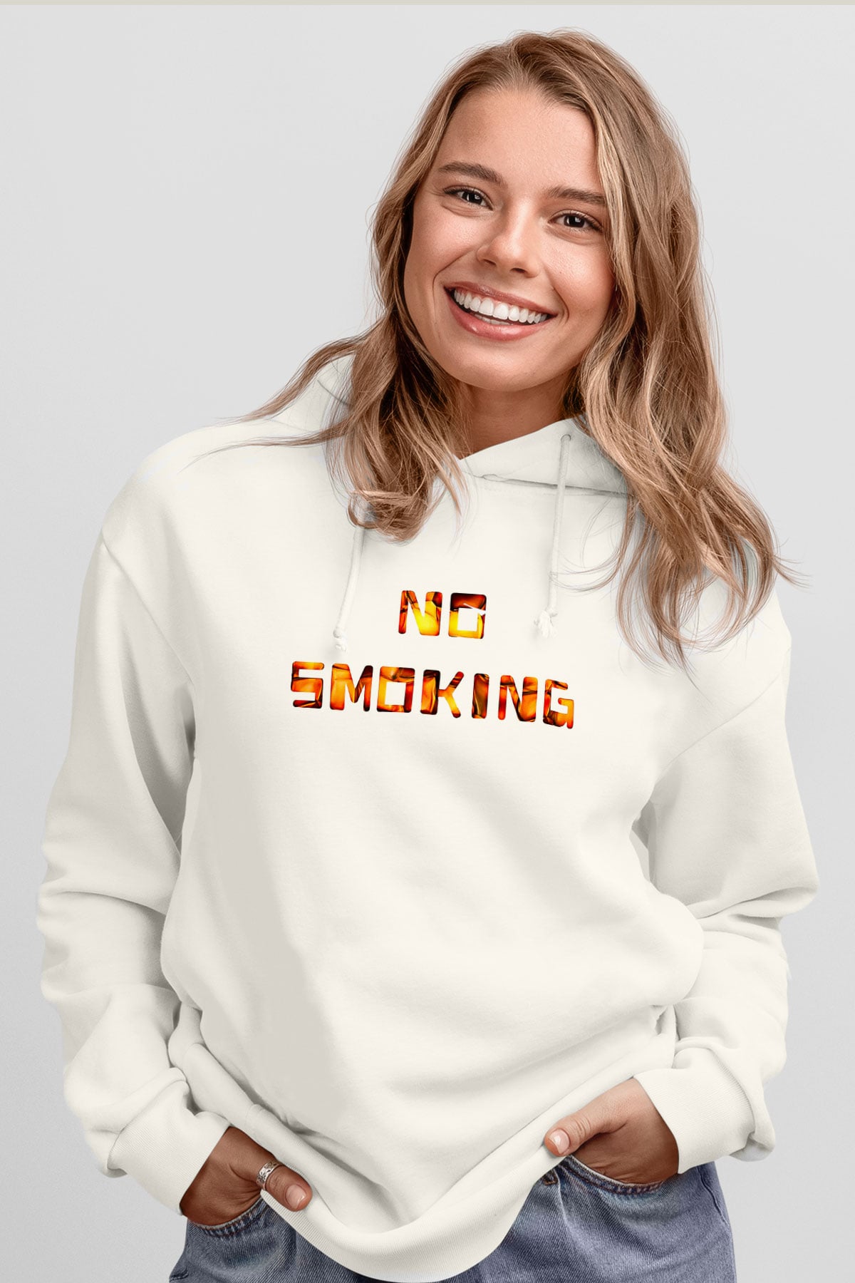 Sigarayı Bırakma Günü Baskılı Beyaz Unisex Kapüşonlu Sweatshirt