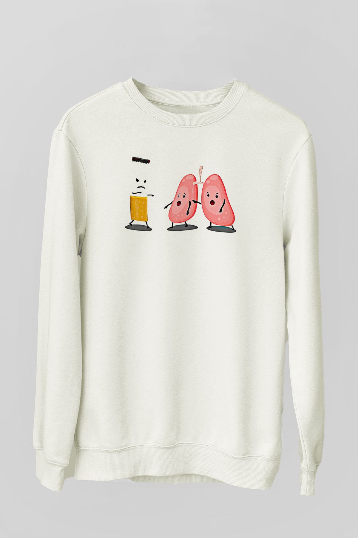 Sigarayı Bırakma Günü Baskılı Beyaz Unisex Sweatshirt