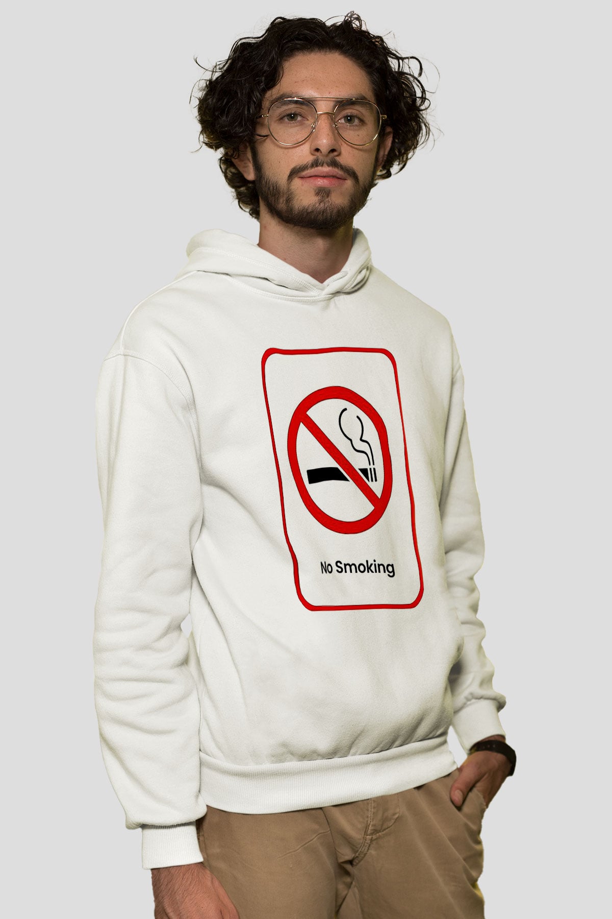 Sigarayı Bırakma Günü Baskılı Beyaz Unisex Kapüşonlu Sweatshirt