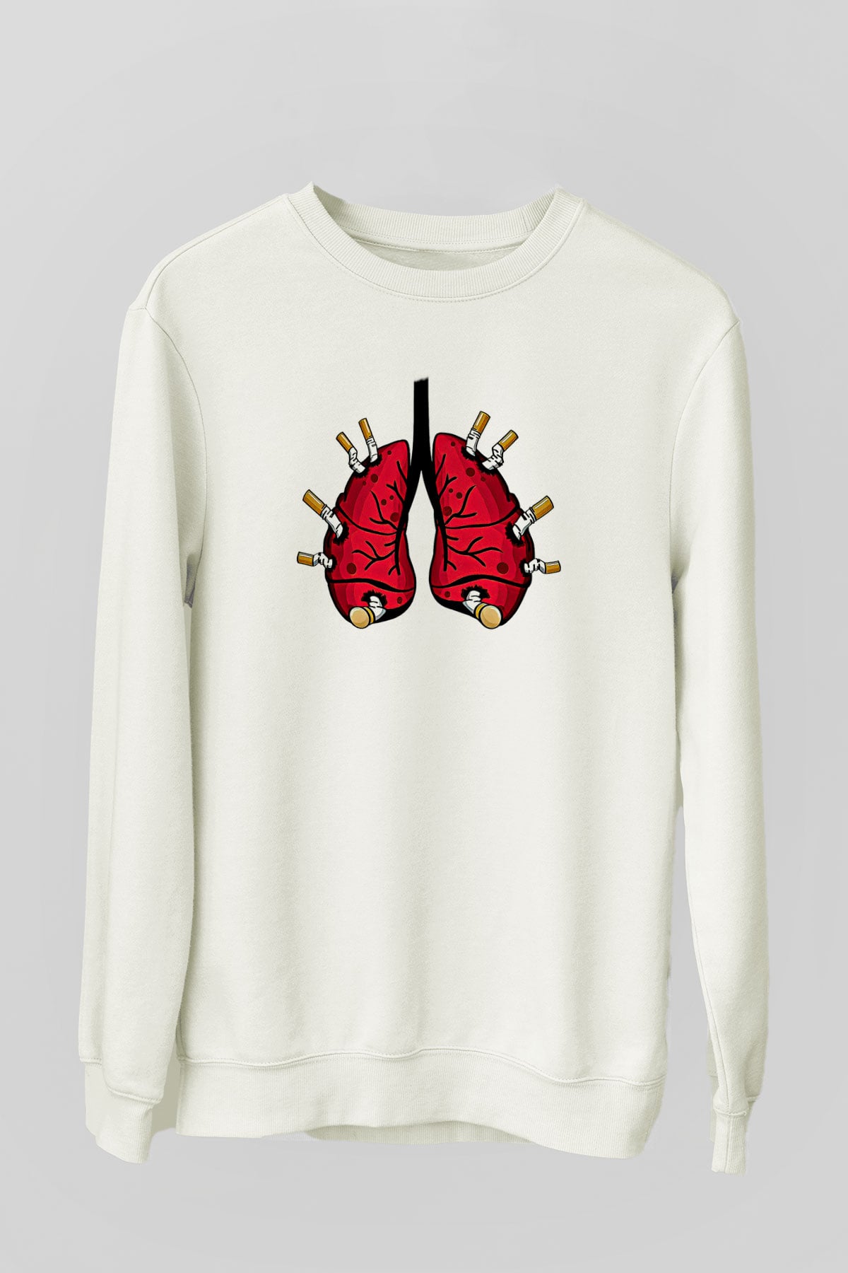 Sigarayı Bırakma Günü Baskılı Beyaz Unisex Sweatshirt