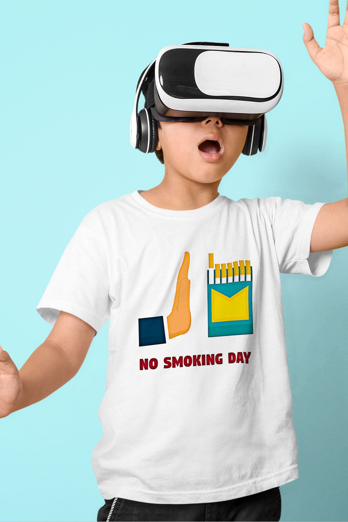 Sigarayı Bırakma Günü Baskılı Beyaz Unisex Beyaz Çocuk Tişört - Tshirt