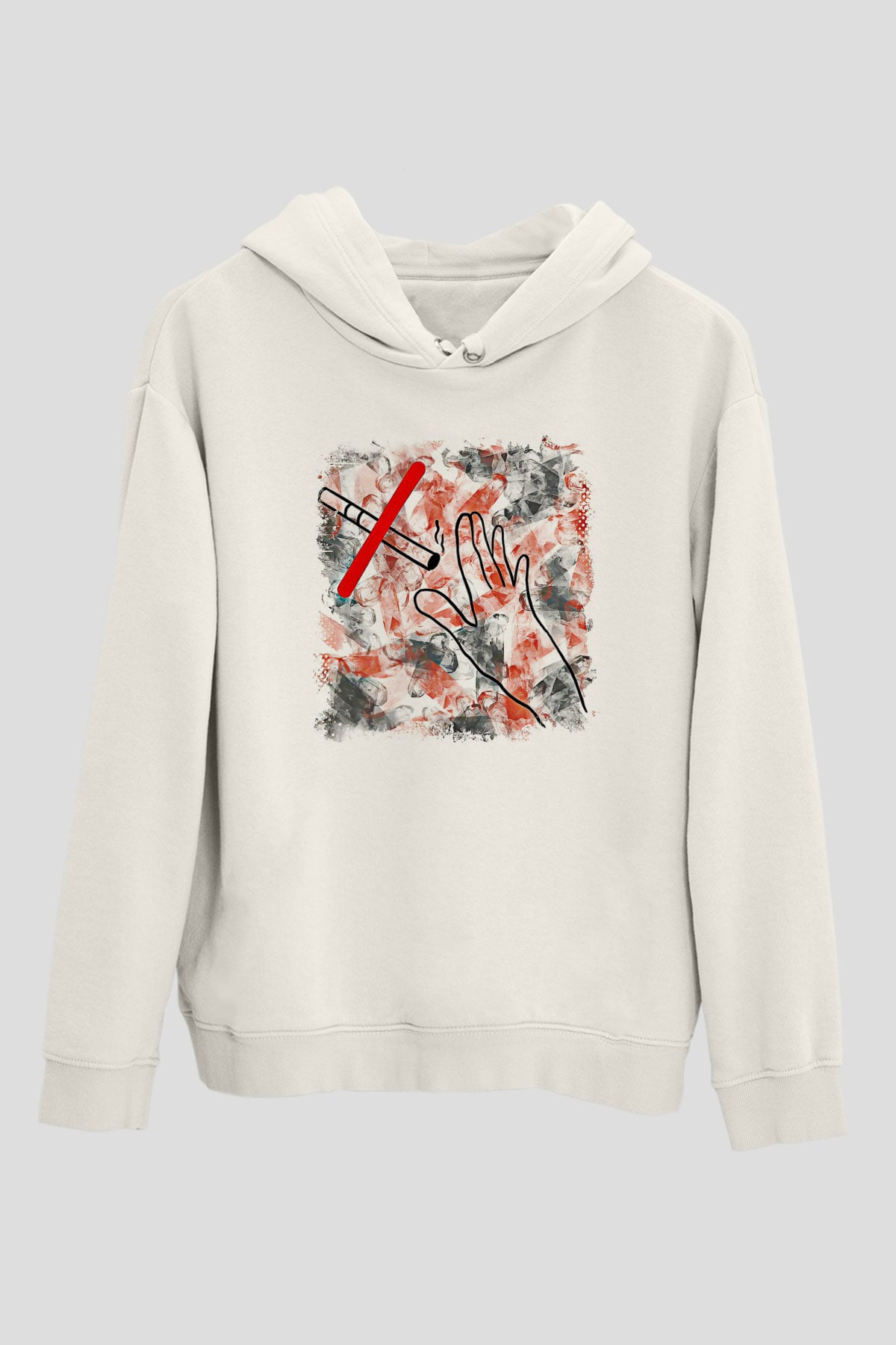Sigarayı Bırakma Günü Baskılı Beyaz Unisex Kapüşonlu Sweatshirt