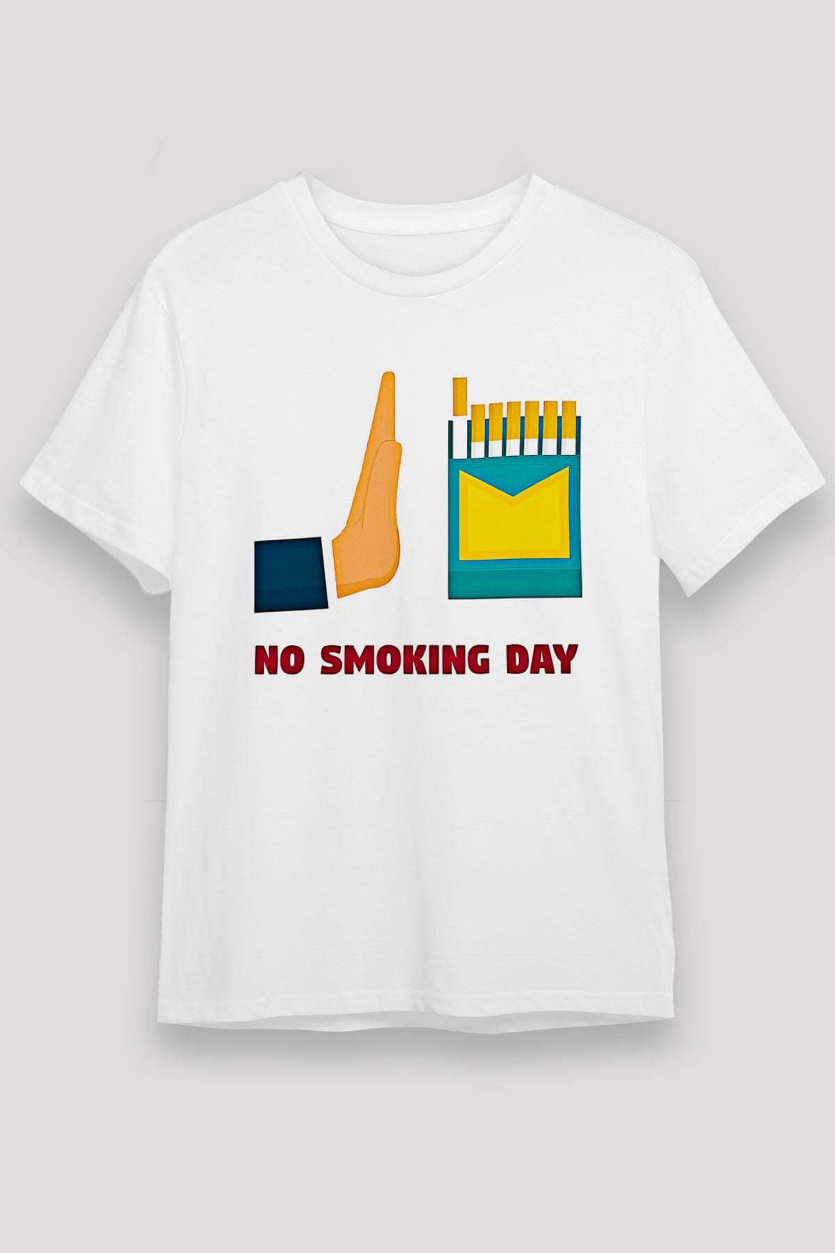 Sigarayı Bırakma Günü Baskılı Unisex Beyaz Tişört - Tshirt