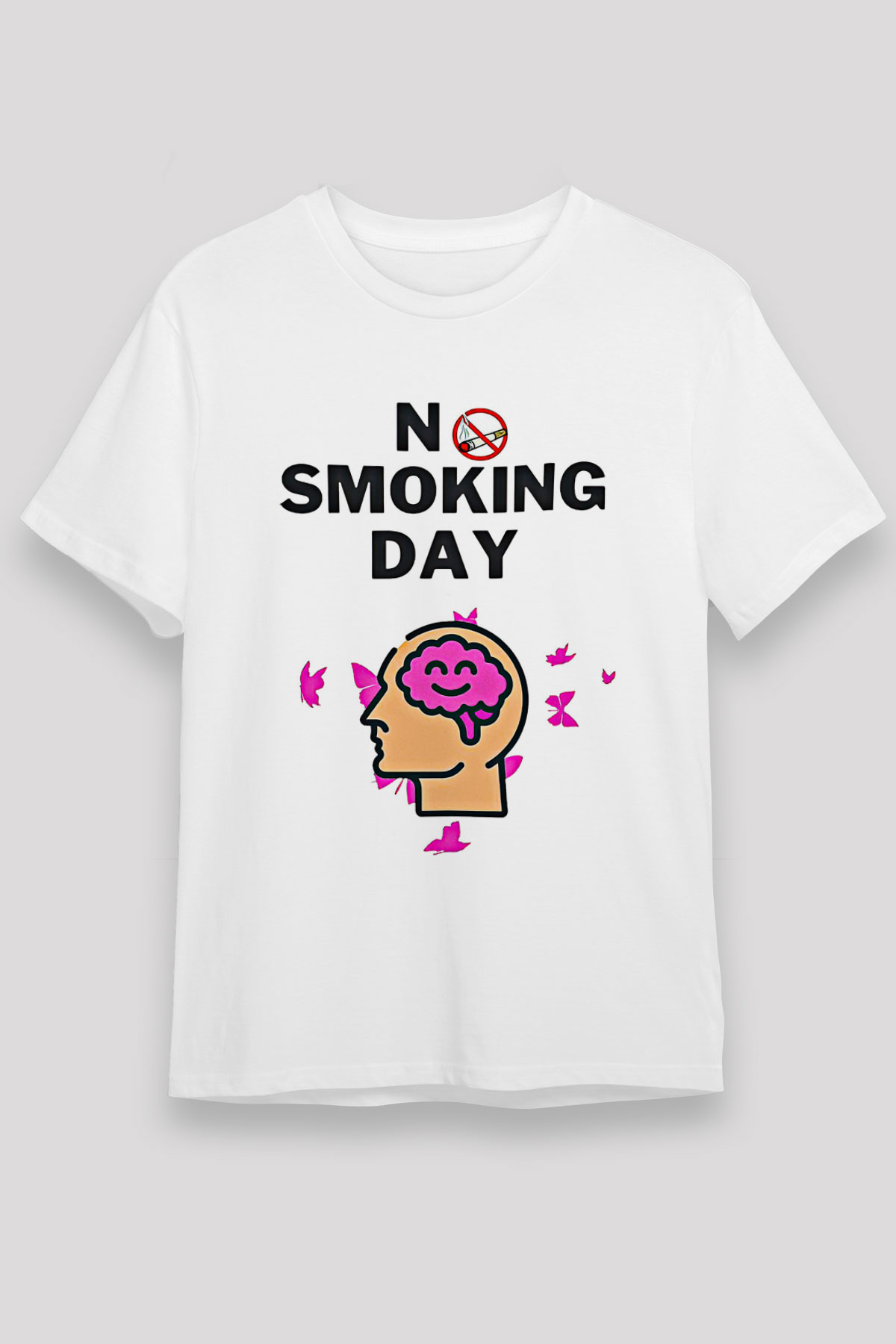 Sigarayı Bırakma Günü Baskılı Unisex Beyaz Tişört - Tshirt