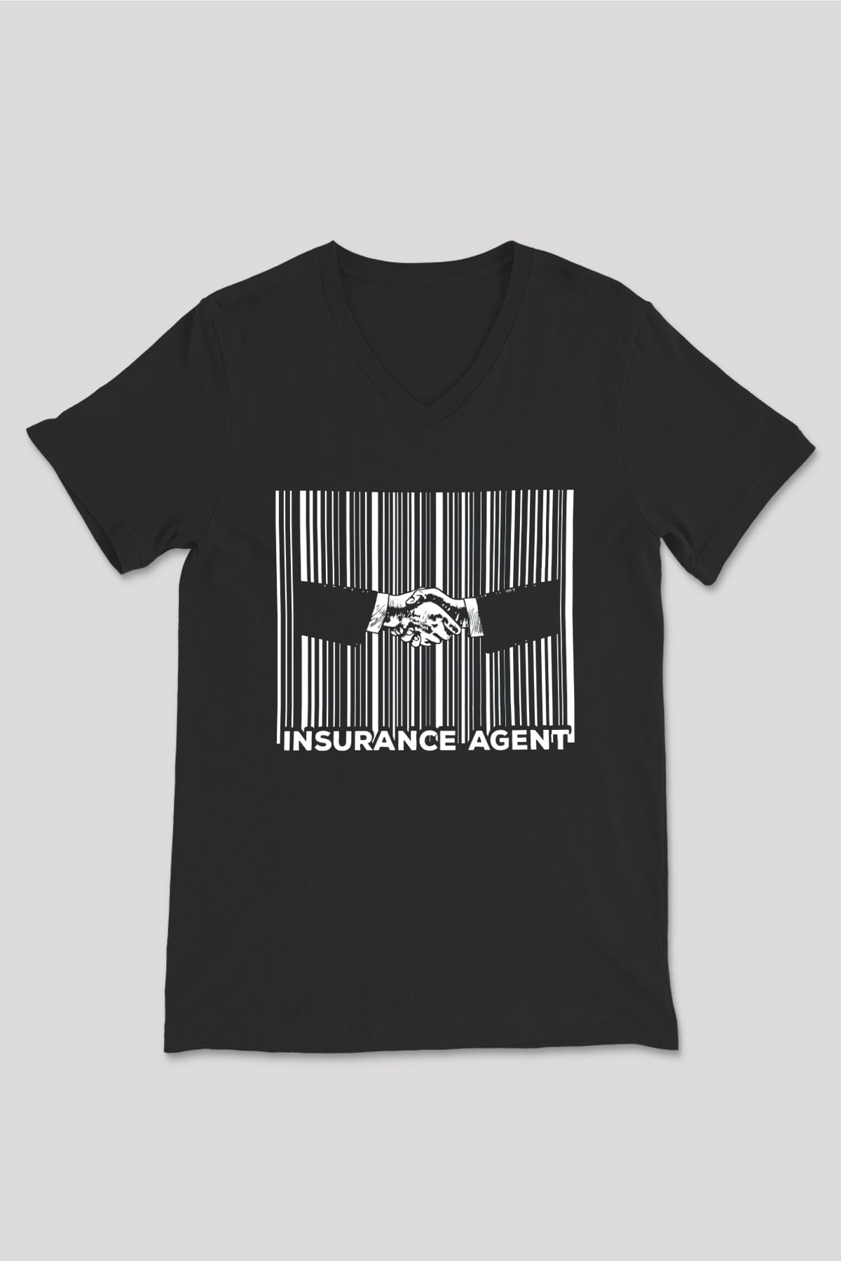 Sigortacı Siyah Unisex V Yaka Tişört