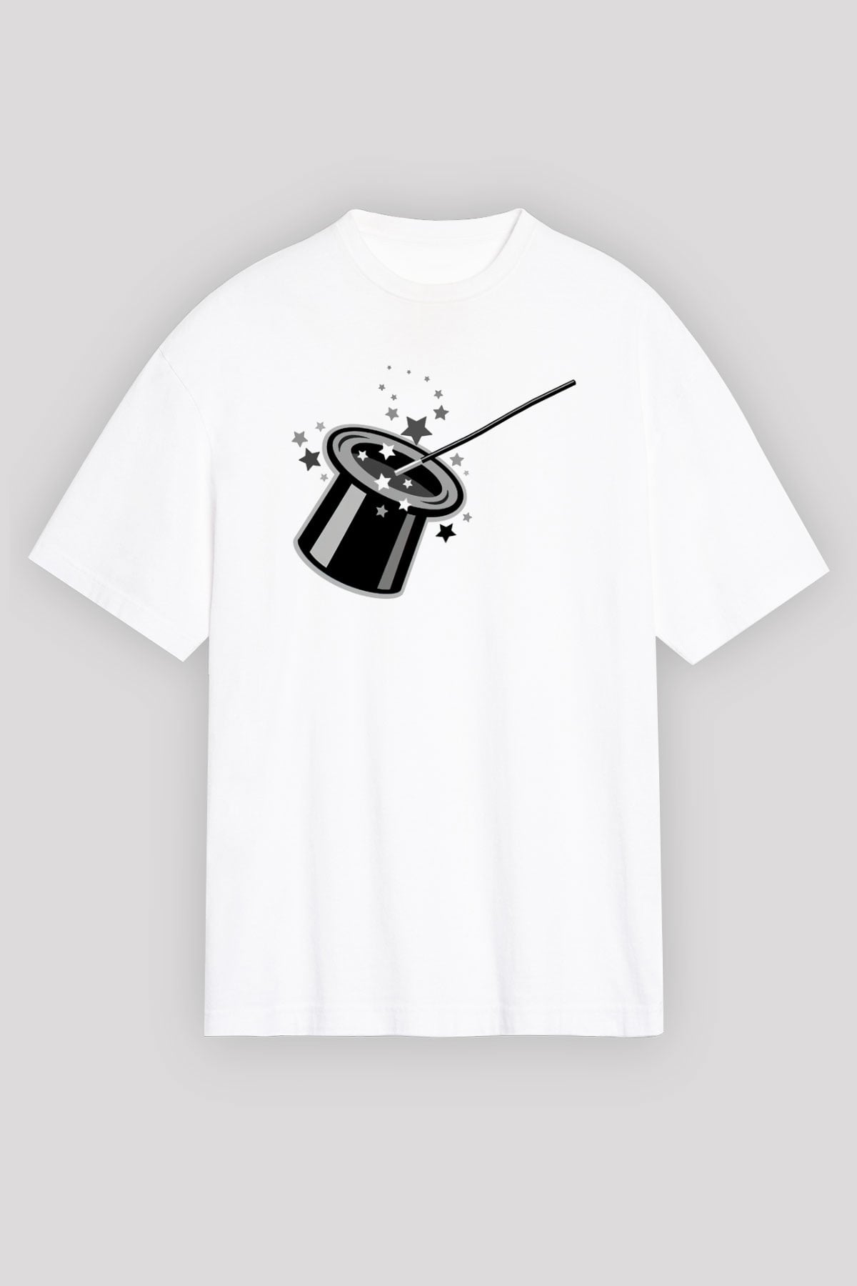 Sihirbaz Beyaz Unisex Oversize Tişört T-Shirt