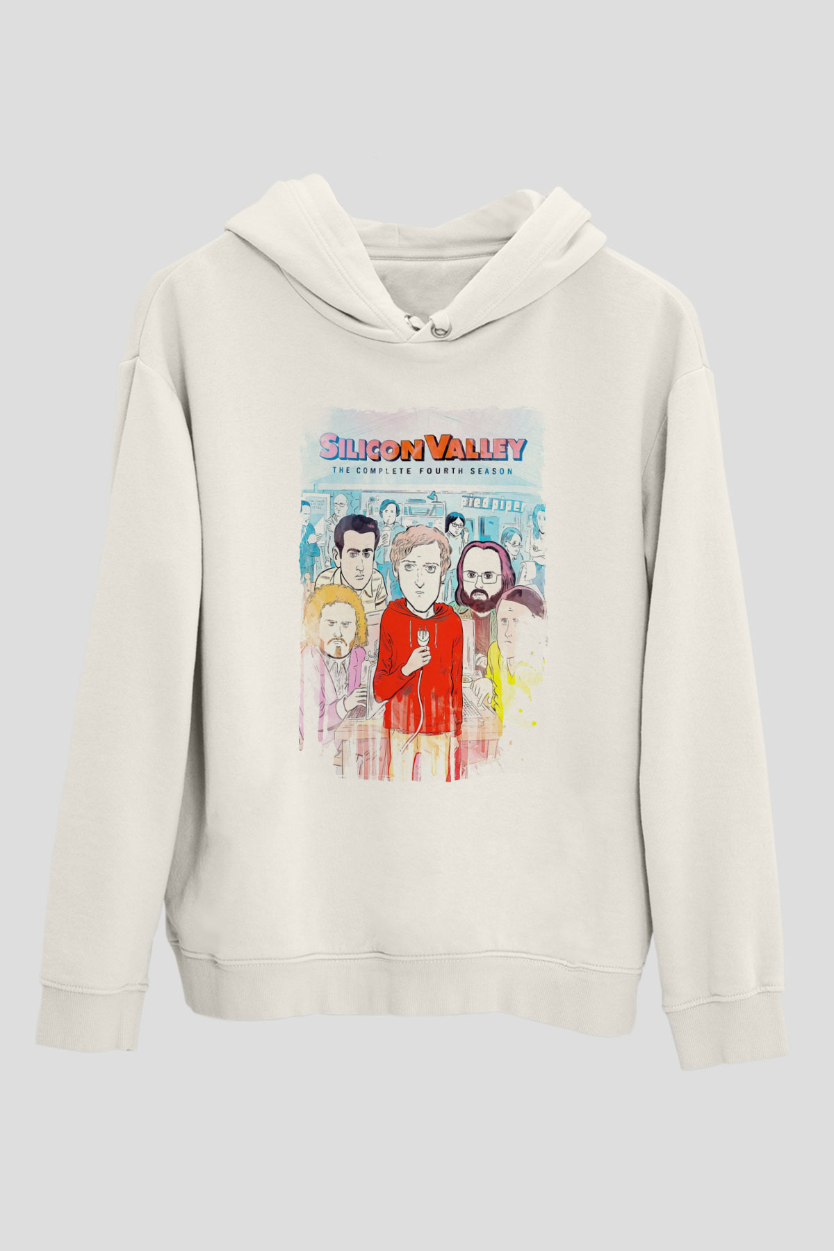 Silicon Valley Beyaz Unisex Hoodie