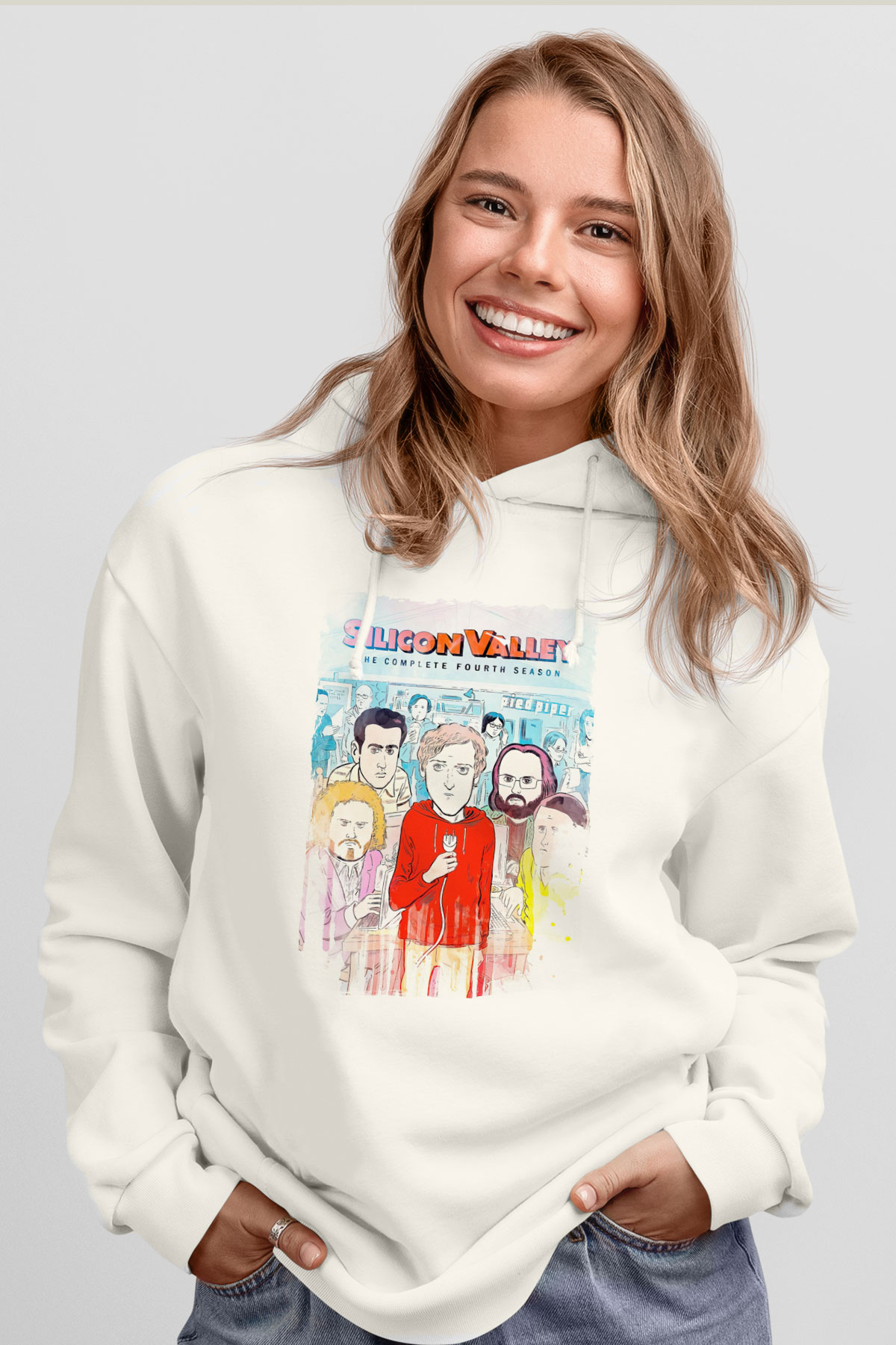 Silicon Valley Beyaz Unisex Hoodie