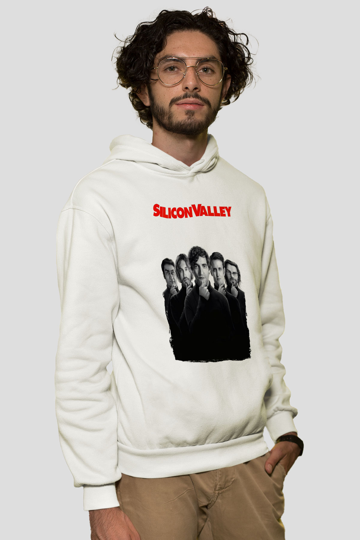 Silicon Valley Beyaz Unisex Hoodie