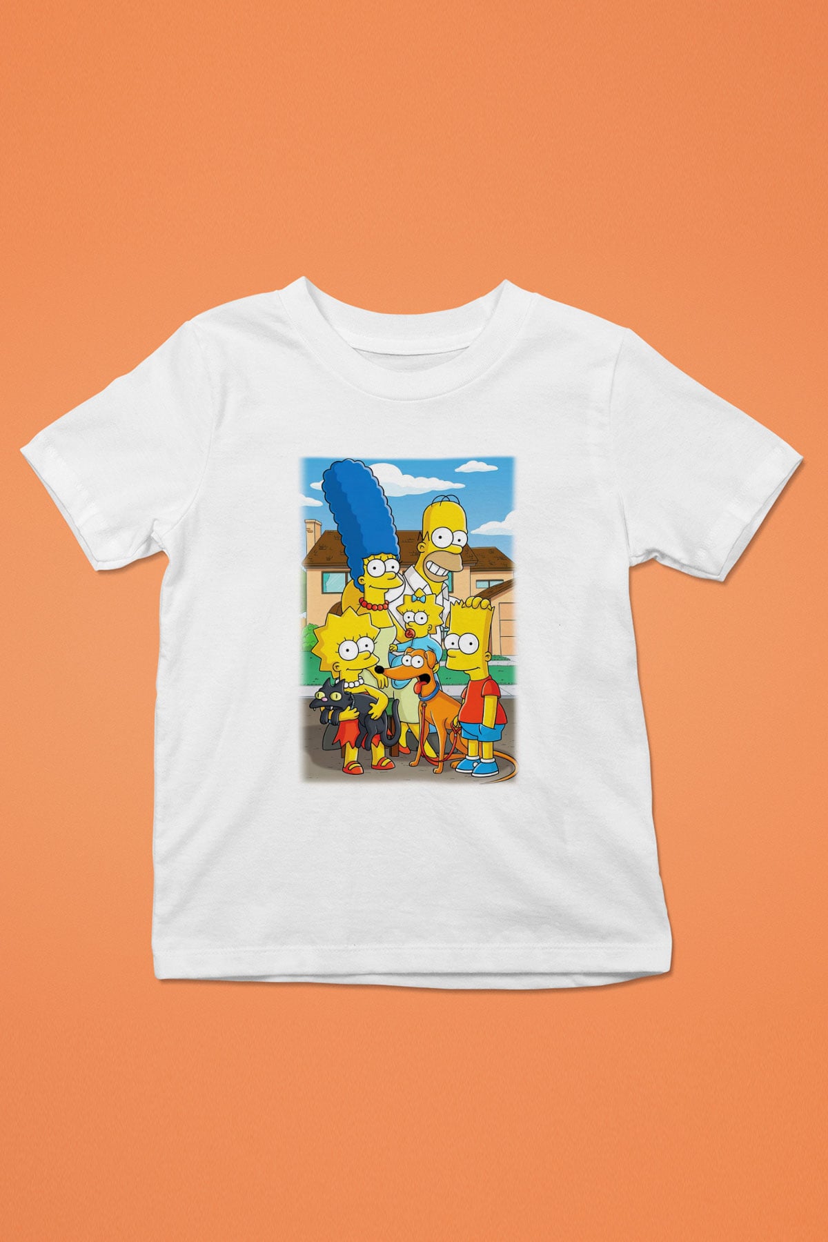 Simpsons Baskılı Beyaz Unisex Çocuk Tişört