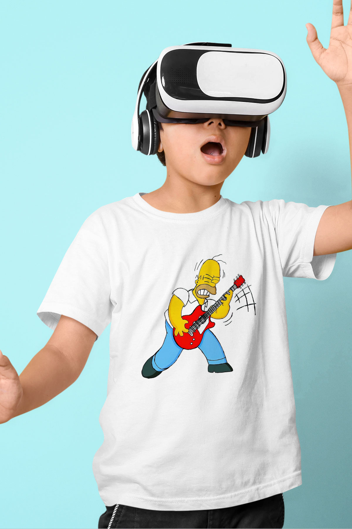 Simpsons Baskılı Beyaz Unisex Çocuk Tişört