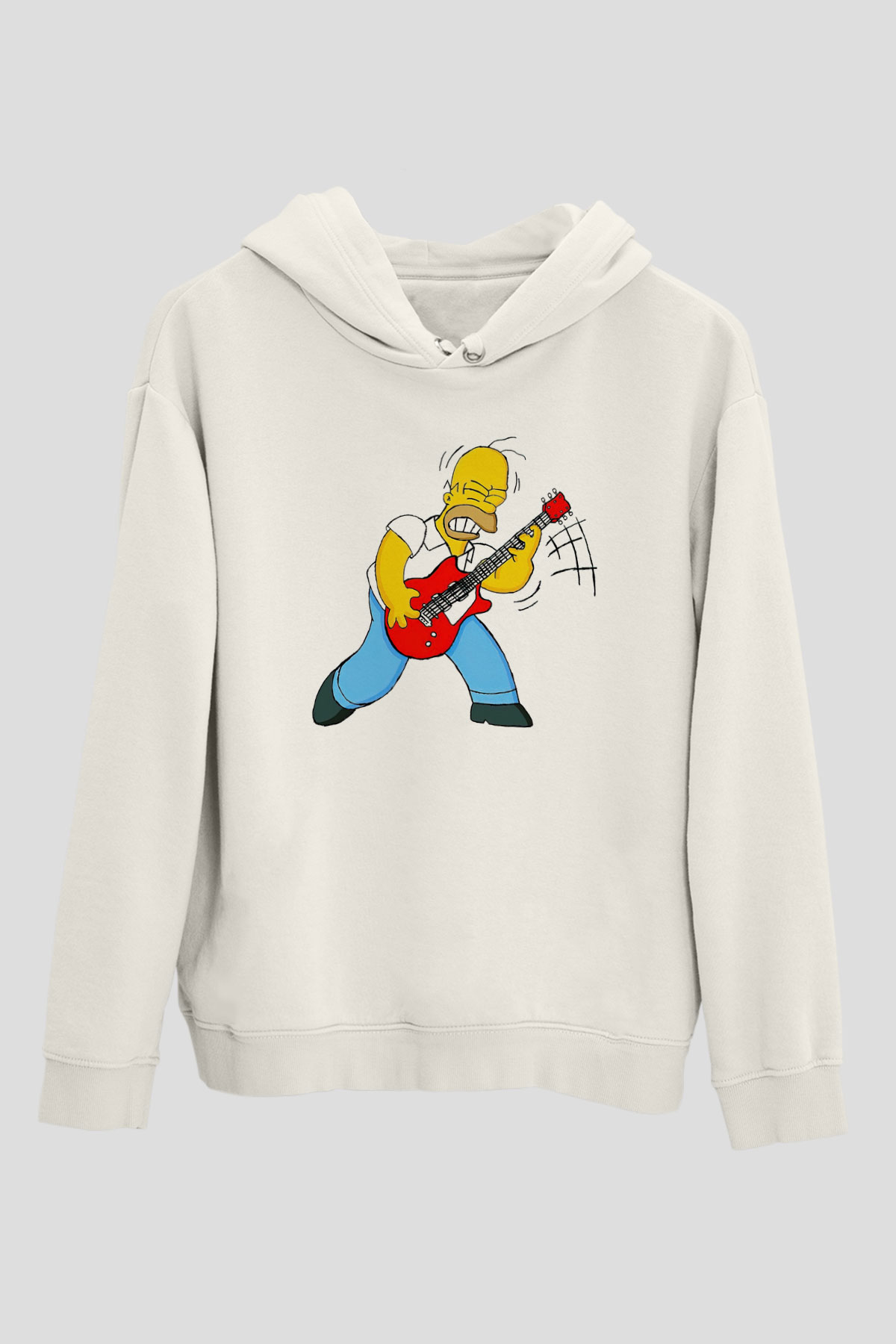 Simpsons Beyaz Unisex Kapşonlu Sweatshirt