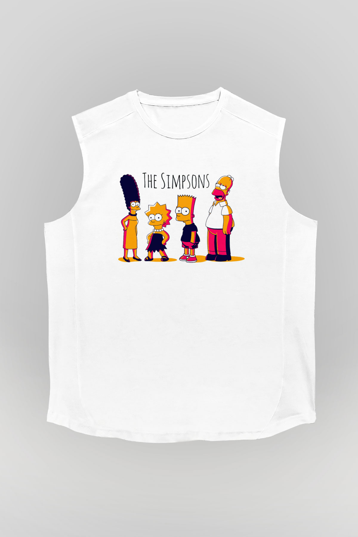 Simpsons Beyaz Unisex Kolsuz Tişört