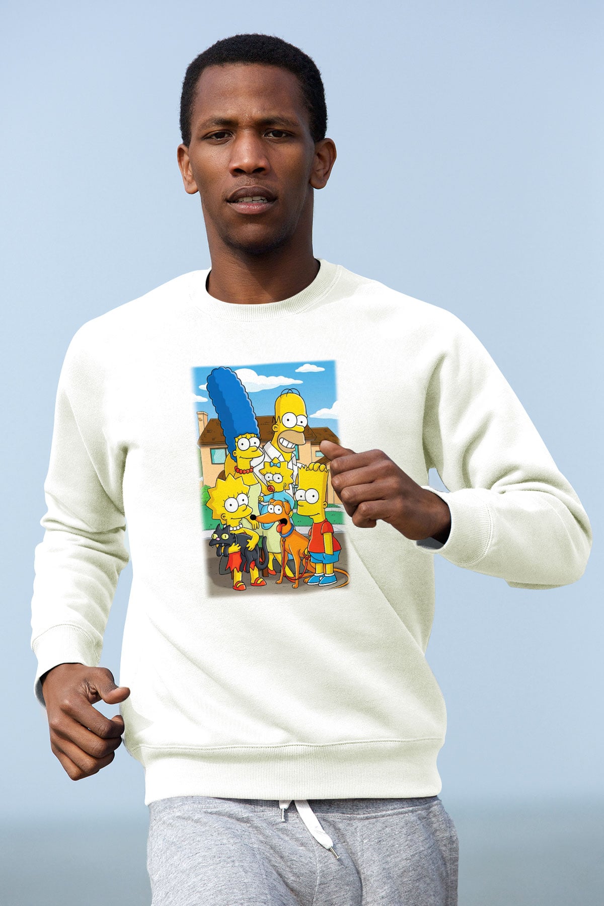 Simpsons Beyaz Unisex Sweatshirt
