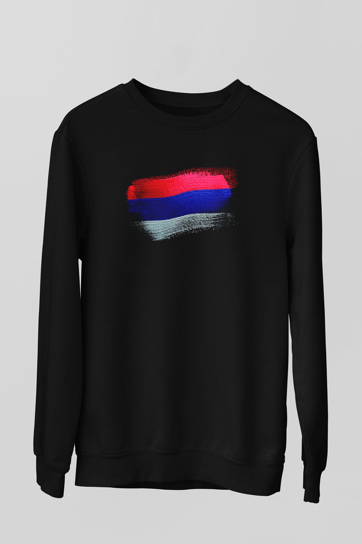 Sırp Cumhuriyeti - Republika Srpska Bayrağı Baskılı Unisex Siyah Sweatshirt