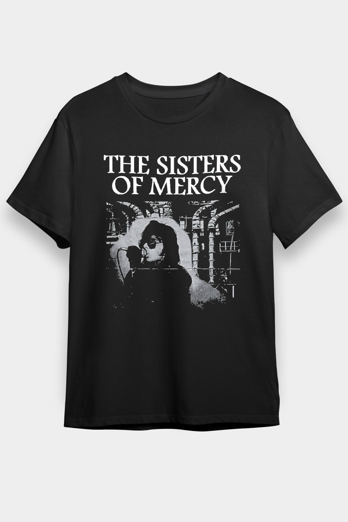 Sisters Of Mercy Baskılı Unisex Siyah Tişört - Tshirt