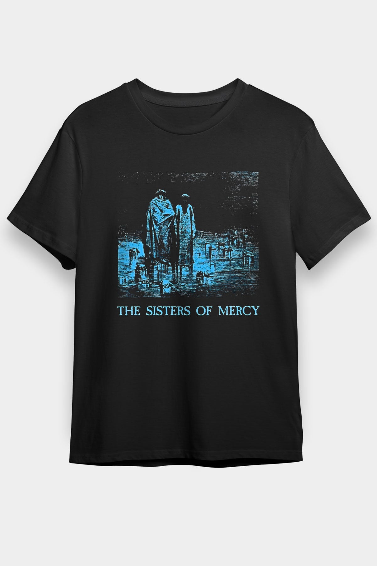 Sisters Of Mercy Baskılı Unisex Siyah Tişört - Tshirt