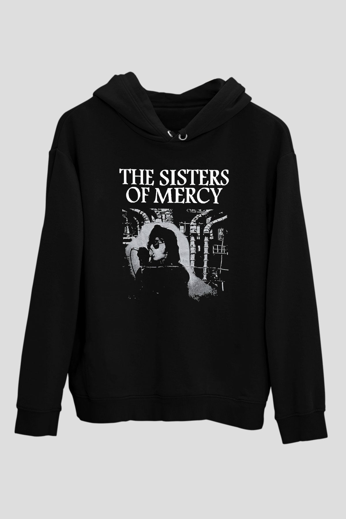 Sisters Of Mercy Baskılı Unisex Siyah Kapüşonlu Sweatshirt