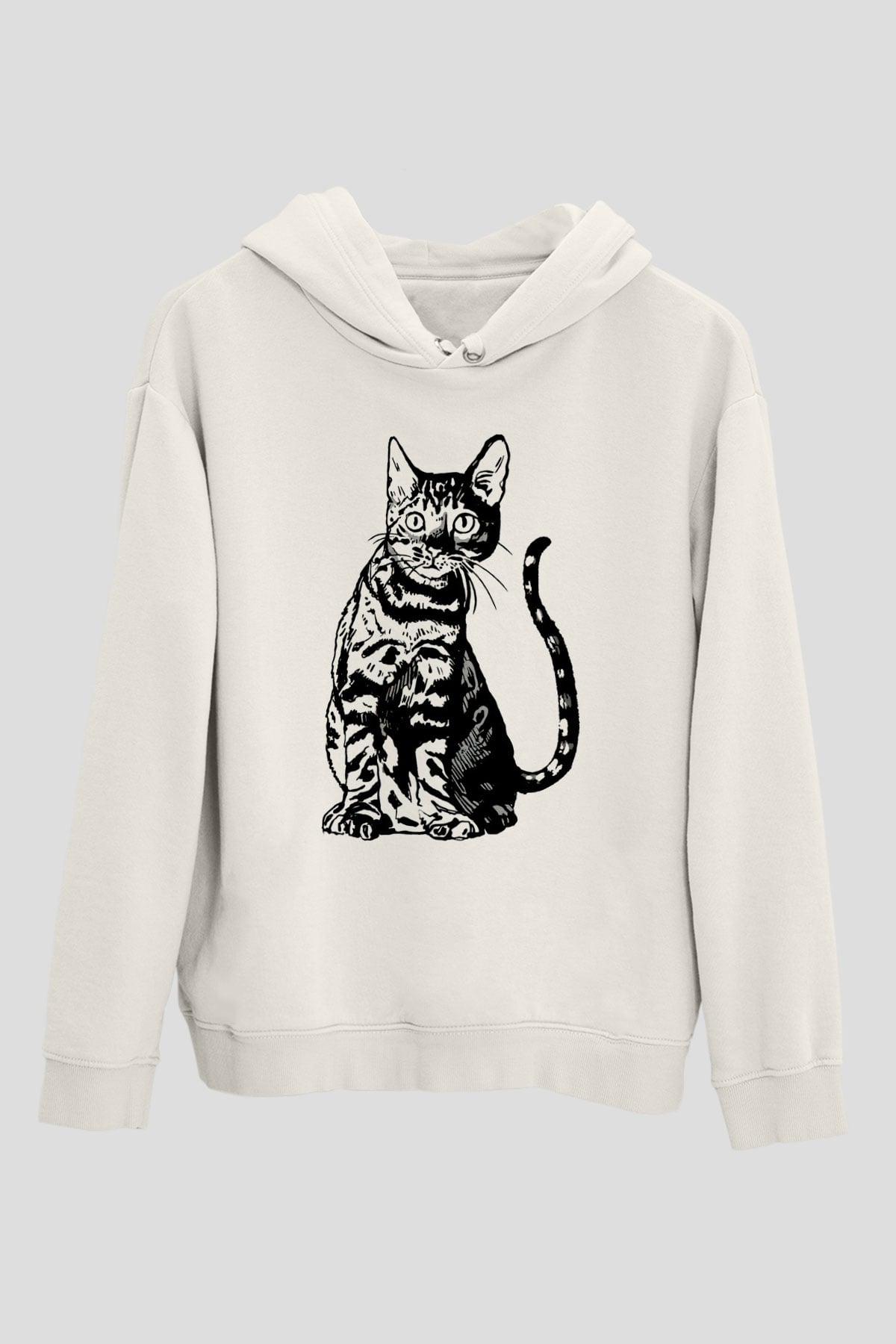 Siyah KediBeyaz  Unisex Hoodie