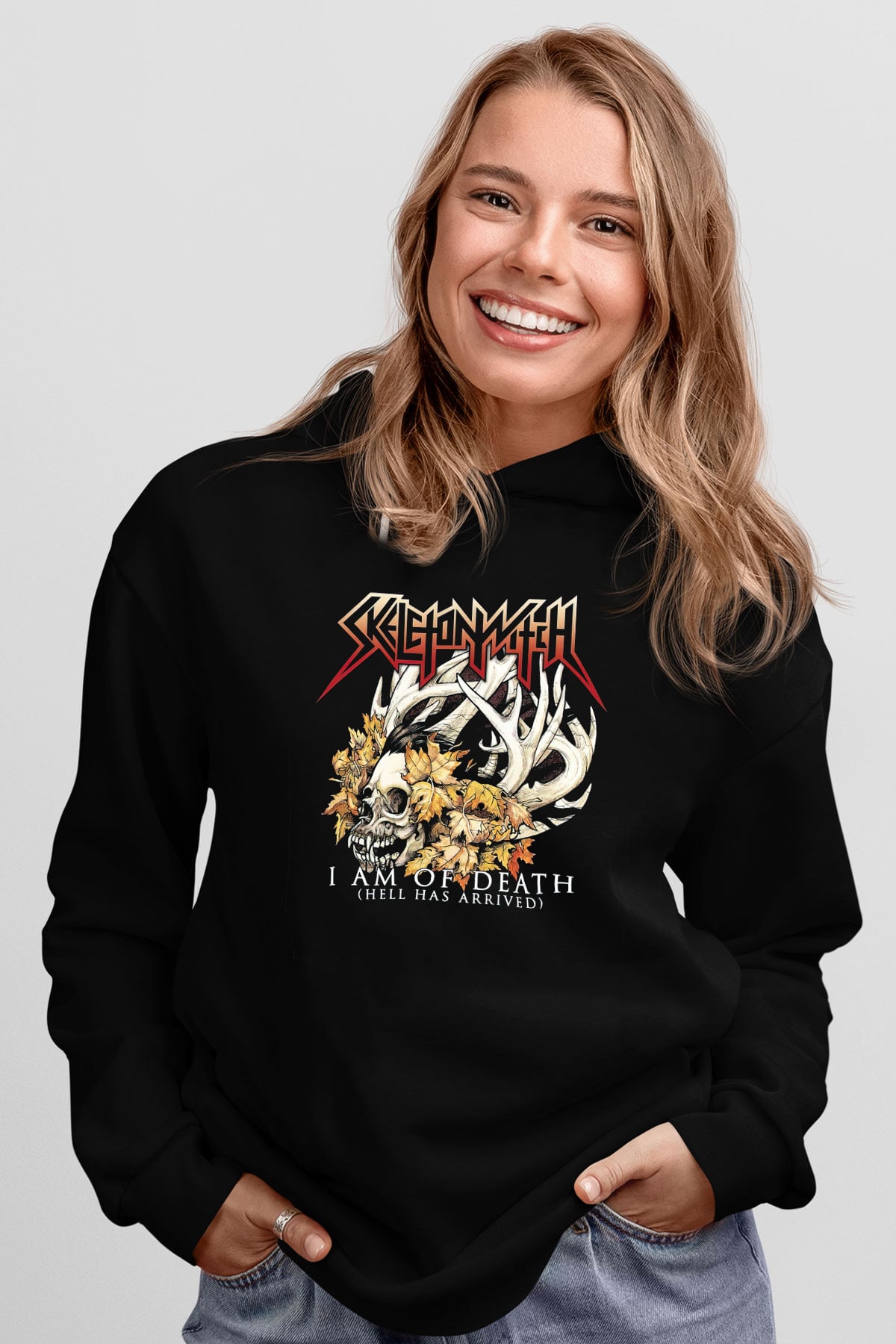 Skeletonwitch Siyah Unisex Kapşonlu Sweatshirt