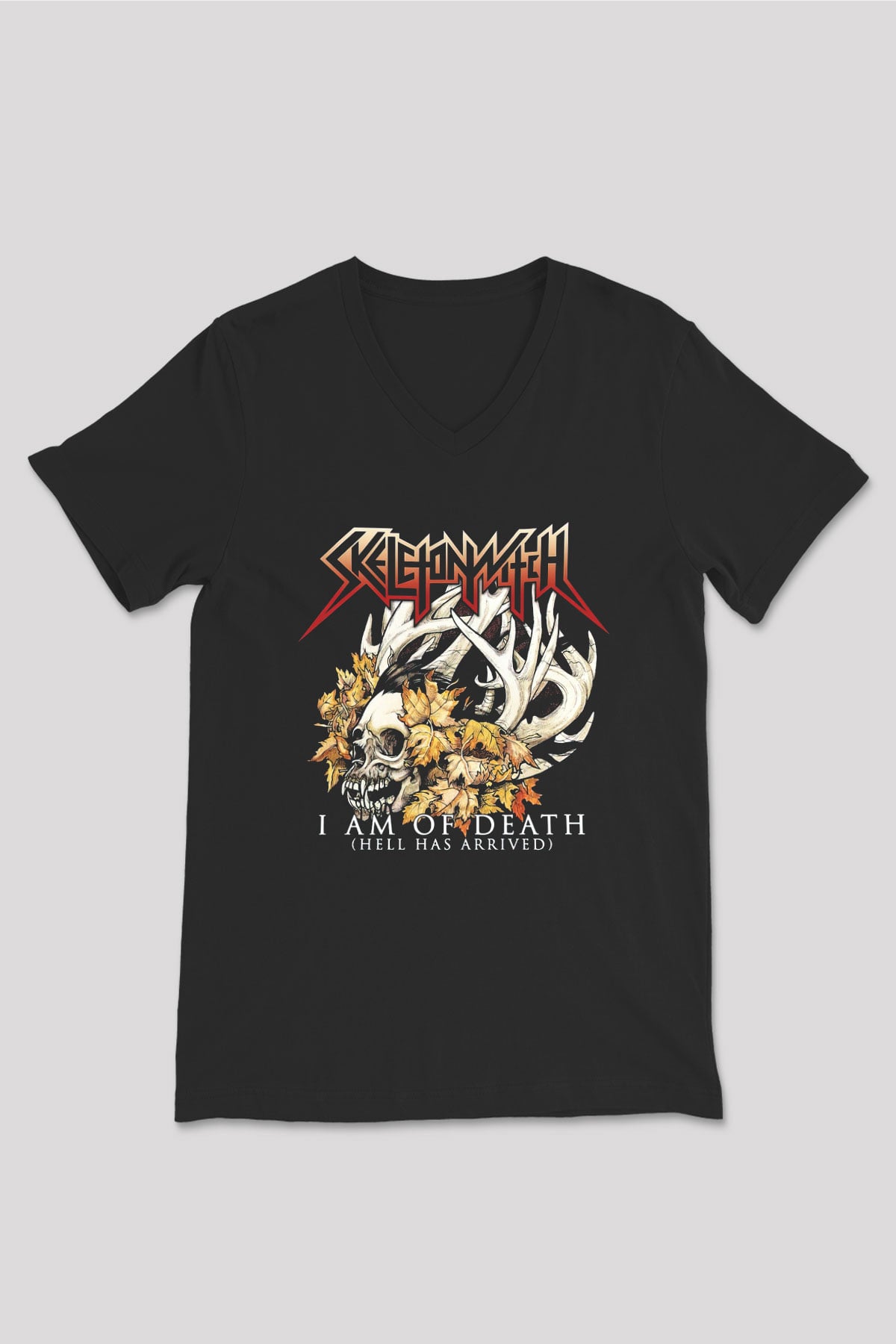 Skeletonwitch Siyah Unisex V Yaka Tişört T-Shirt